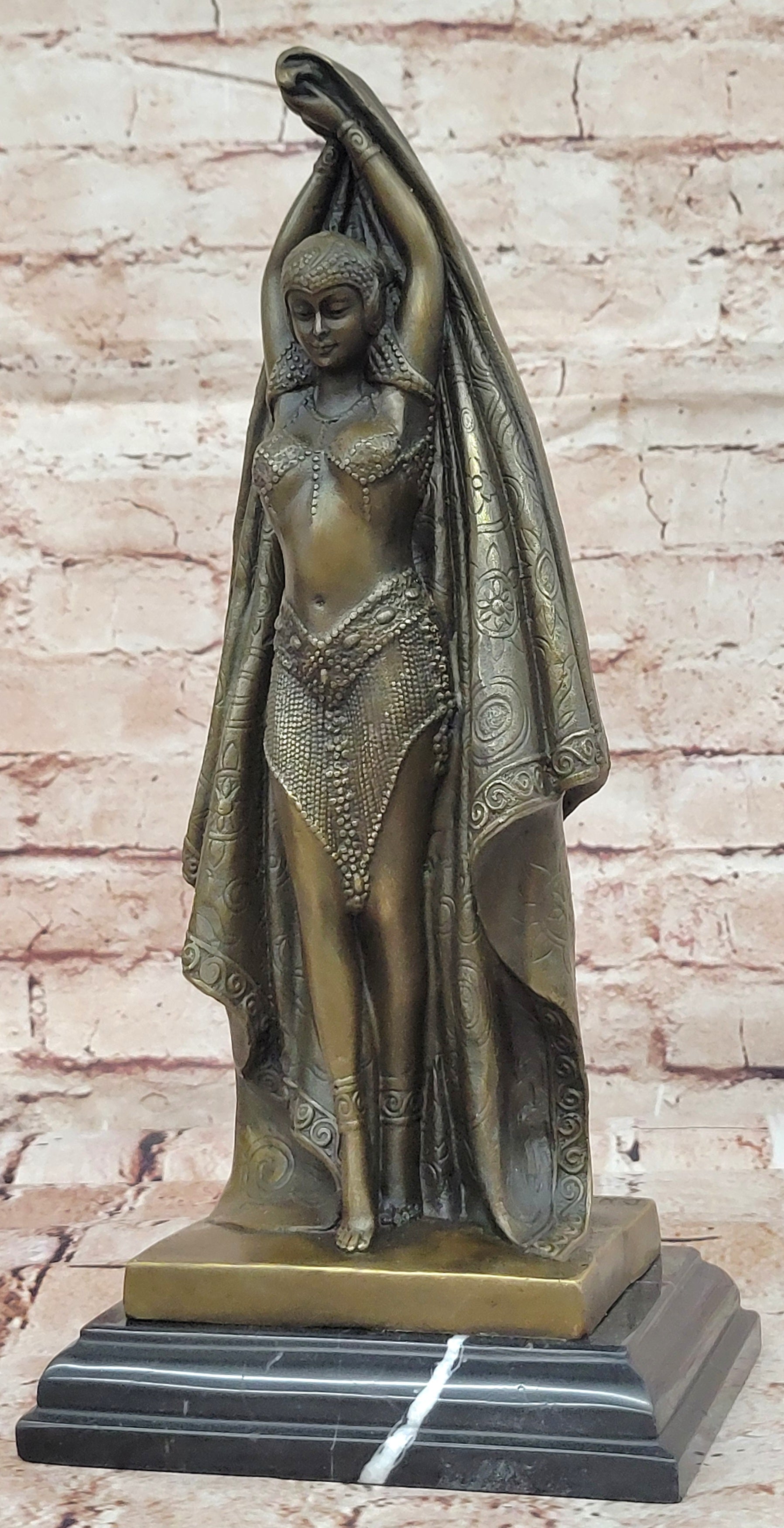 ART DECO BELLY DANCER BY CHIPARUS BRONZE SCULPTURE SIGN ART NOUVEAU FIGURINE LRG
