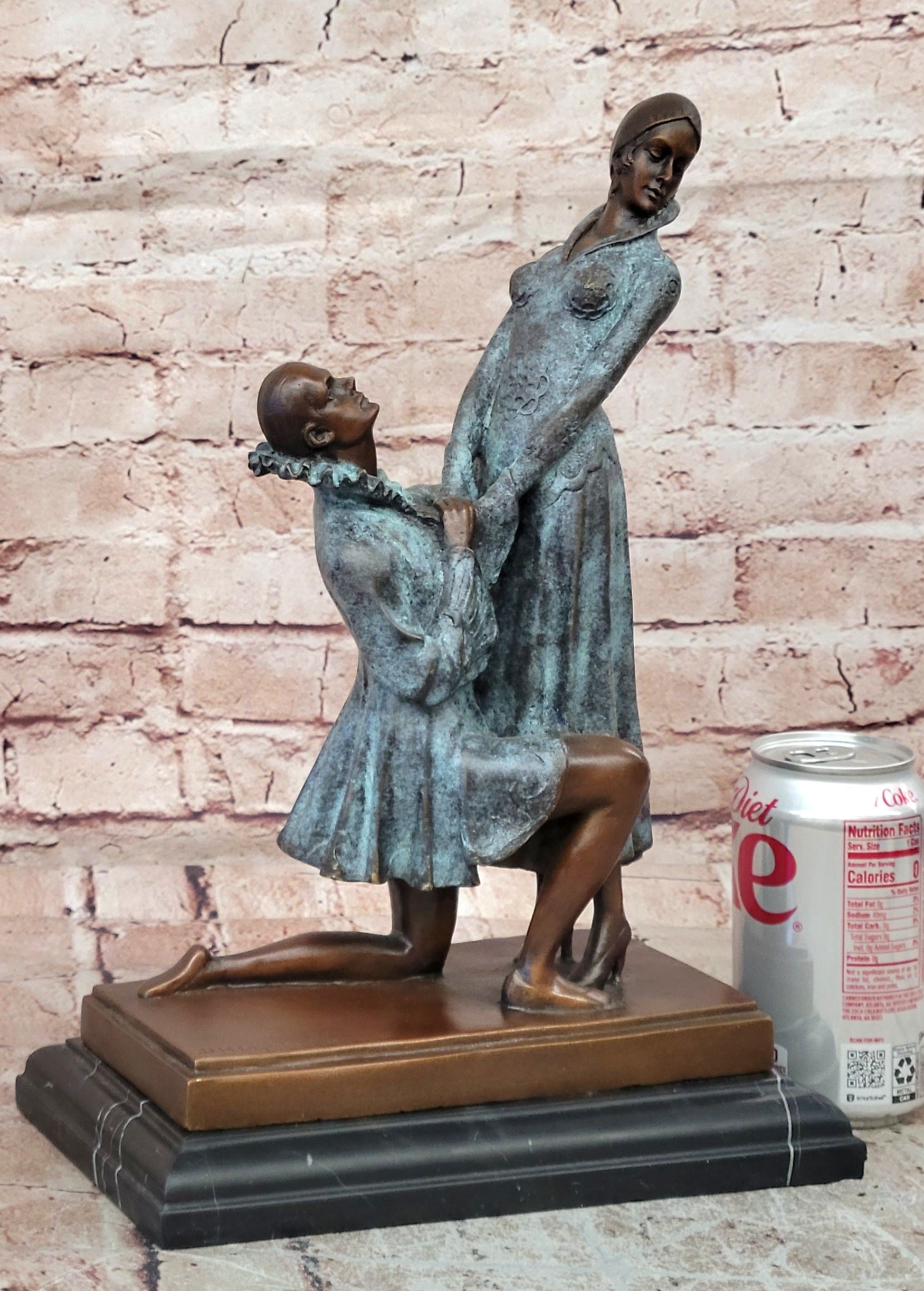 Art Deco Bronze Couple Sculpture After Chiparus Signed Romantic Statue Art
