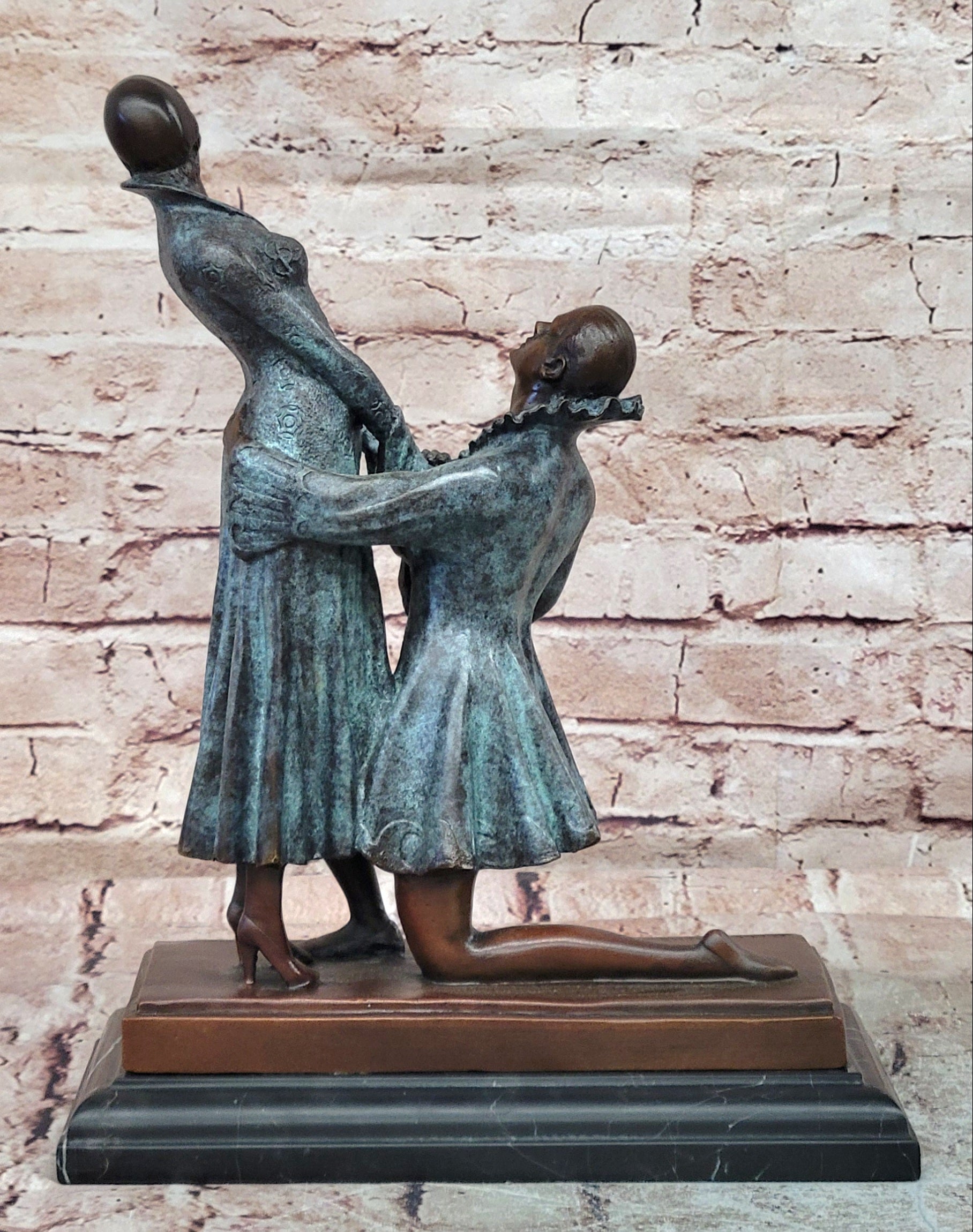 Art Deco Bronze Couple Sculpture After Chiparus Signed Romantic Statue Art