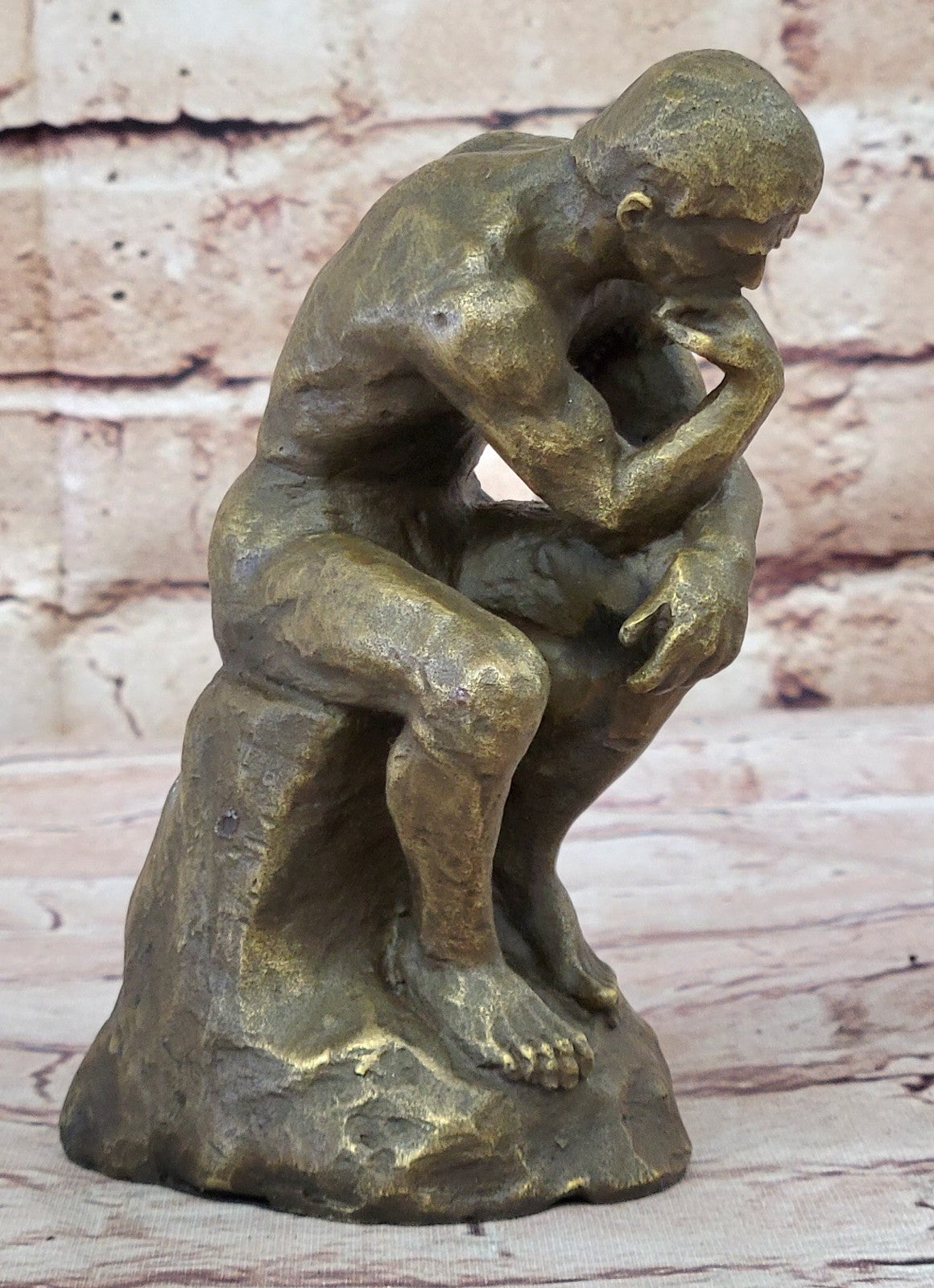 Clearance Sale Rodin Thinker Sensual Male Genuine Bronze Sculpture Figurine