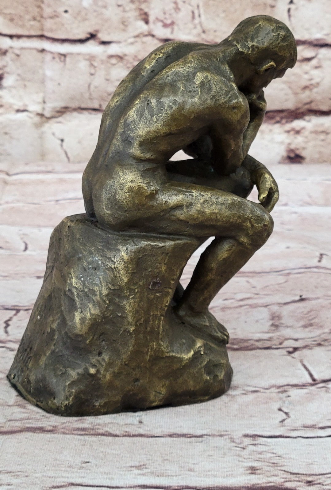 Clearance Sale Rodin Thinker Sensual Male Genuine Bronze Sculpture Figurine