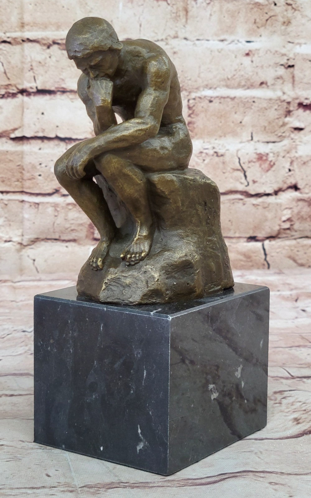 Rodin Rodin`s The Thinker Sensual Male Nude Bronze Marble Statue Sculpture Art