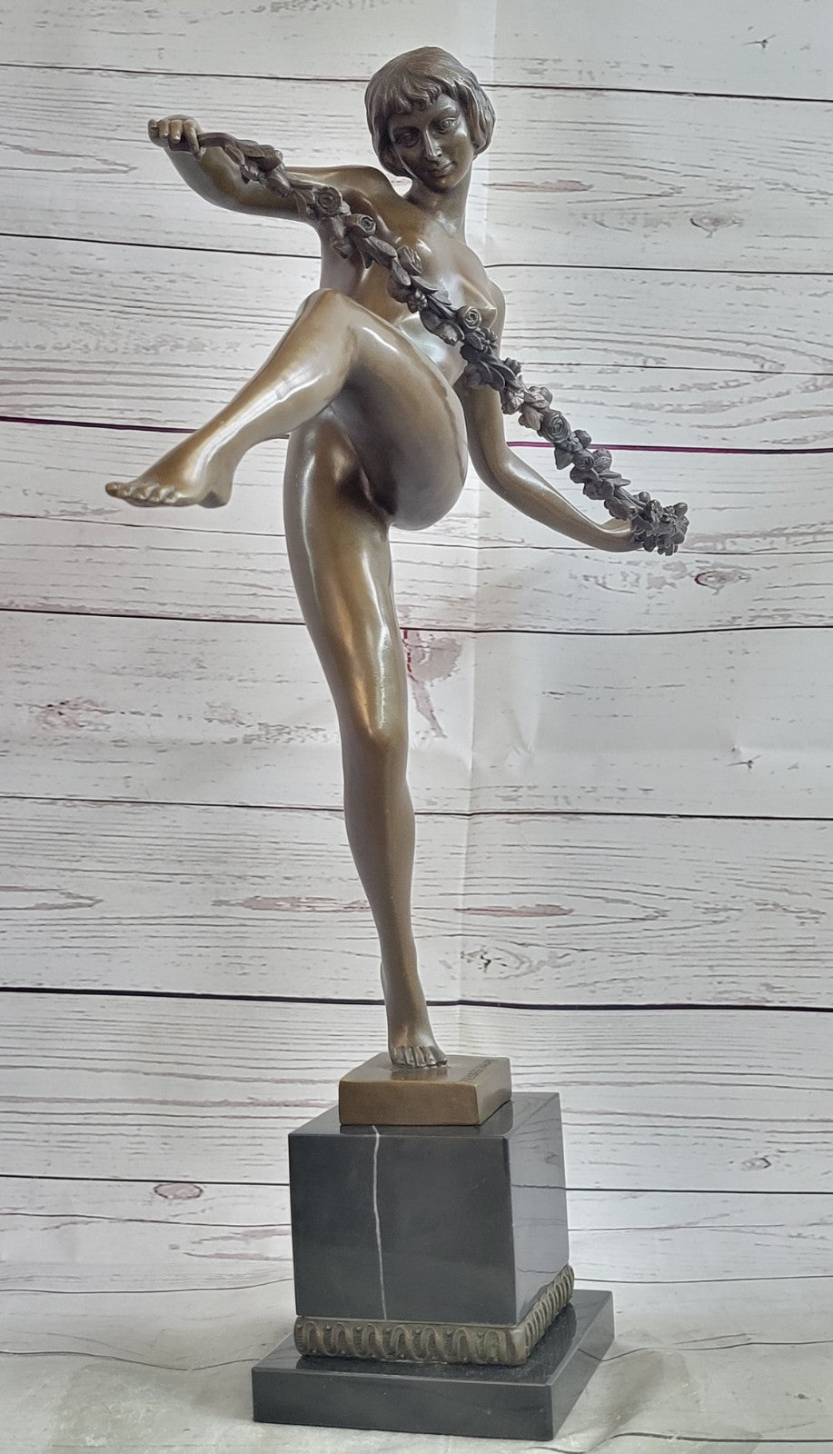 Art Deco/Nouveau French Nude Dancer by PIERRE FAGUAY Bronze Sculpture Statue