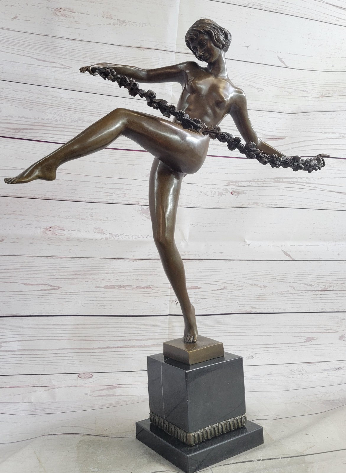 Art Deco/Nouveau French Nude Dancer by PIERRE FAGUAY Bronze Sculpture Statue