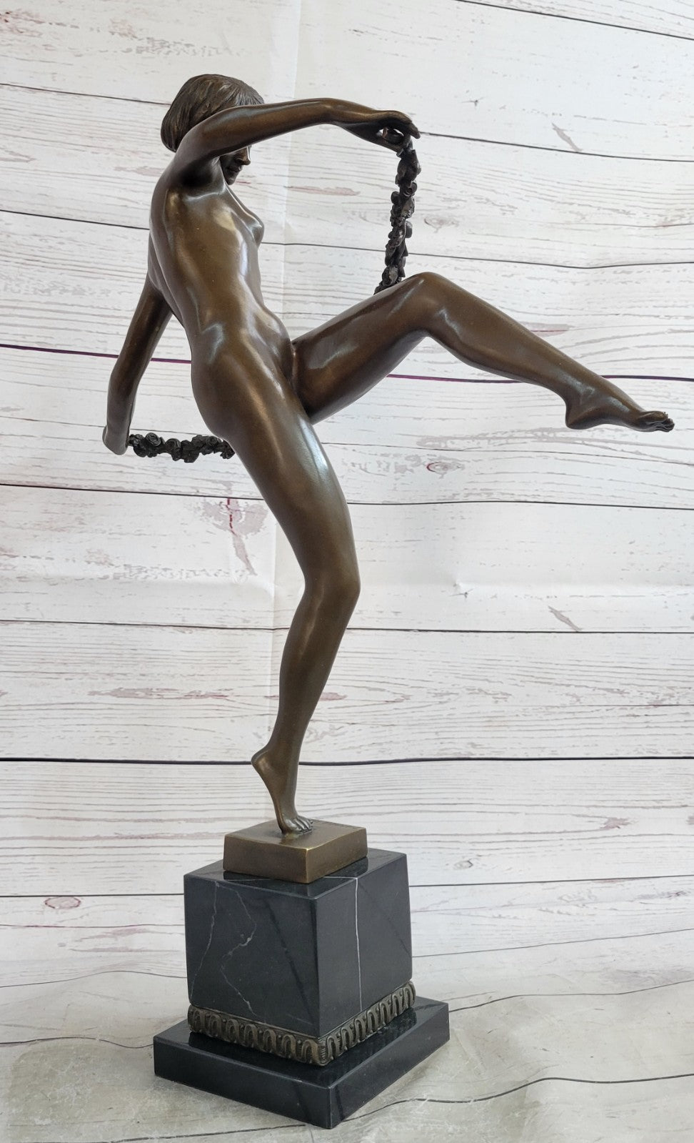 Art Deco/Nouveau French Nude Dancer by PIERRE FAGUAY Bronze Sculpture Statue