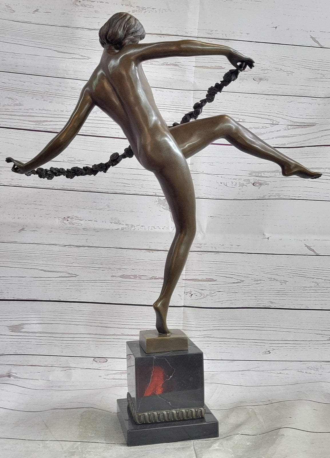 Art Deco/Nouveau French Nude Dancer by PIERRE FAGUAY Bronze Sculpture Statue