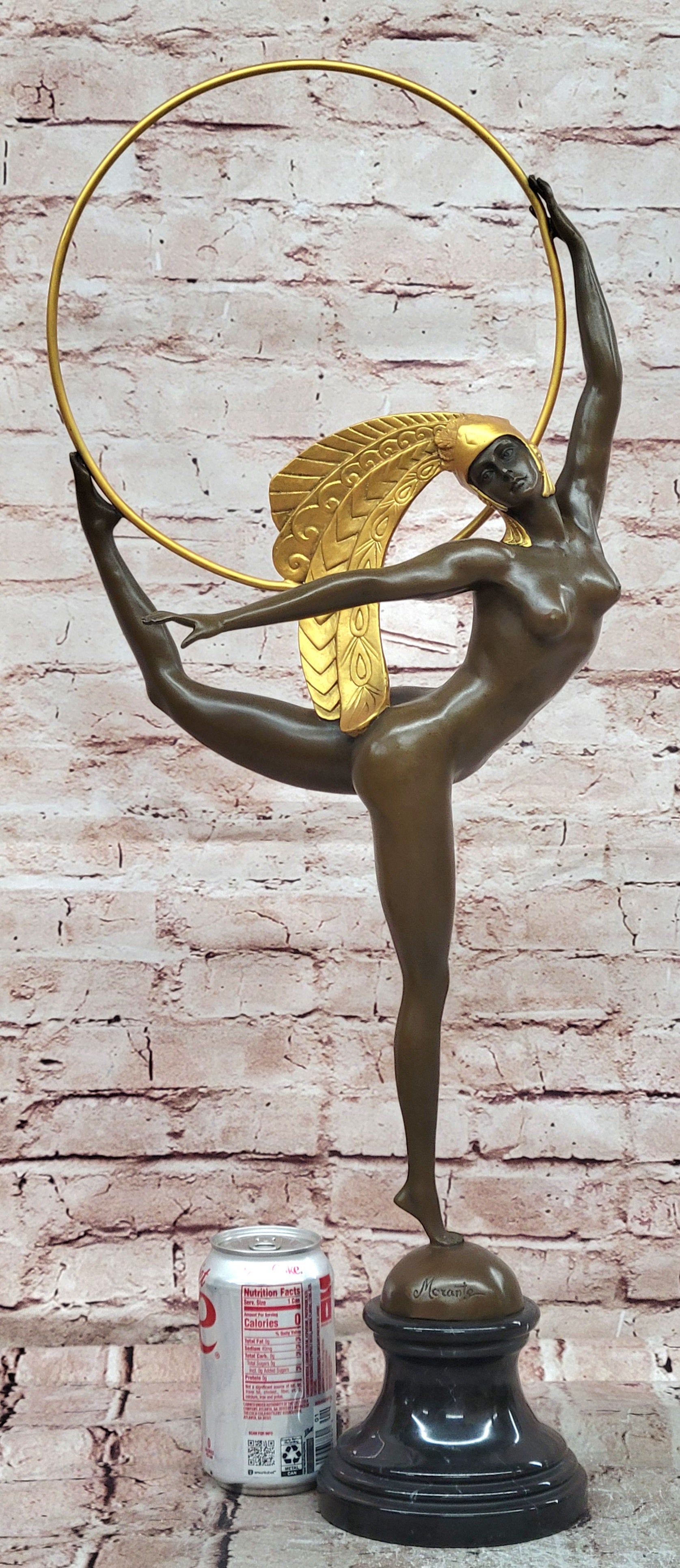 Art Deco Hoop Dancer Bronze Statue Signed Morante Fine Art Sculpture