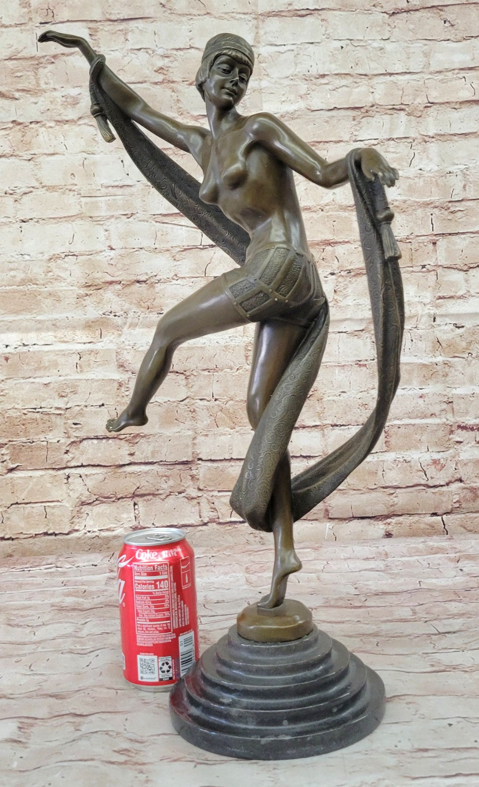 SIGNED NUDE NAKED DANCER BY FANNY ROZET BRONZE SCULPTURE ART NOUVEAU FIGURINE