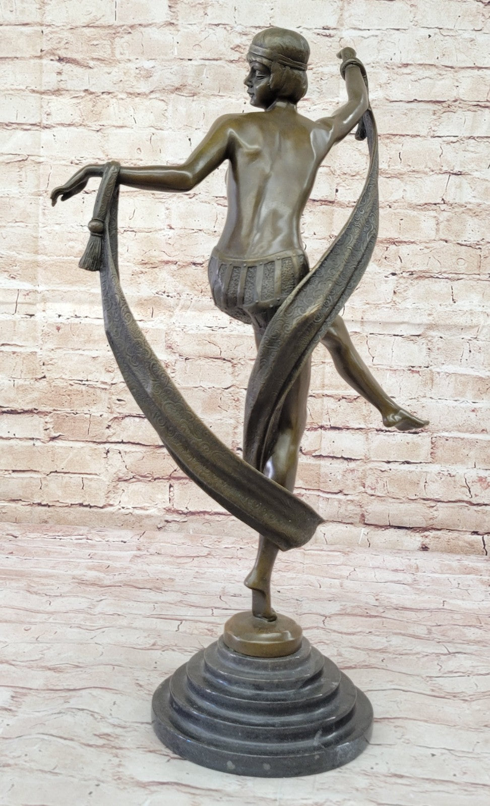 SIGNED NUDE NAKED DANCER BY FANNY ROZET BRONZE SCULPTURE ART NOUVEAU FIGURINE
