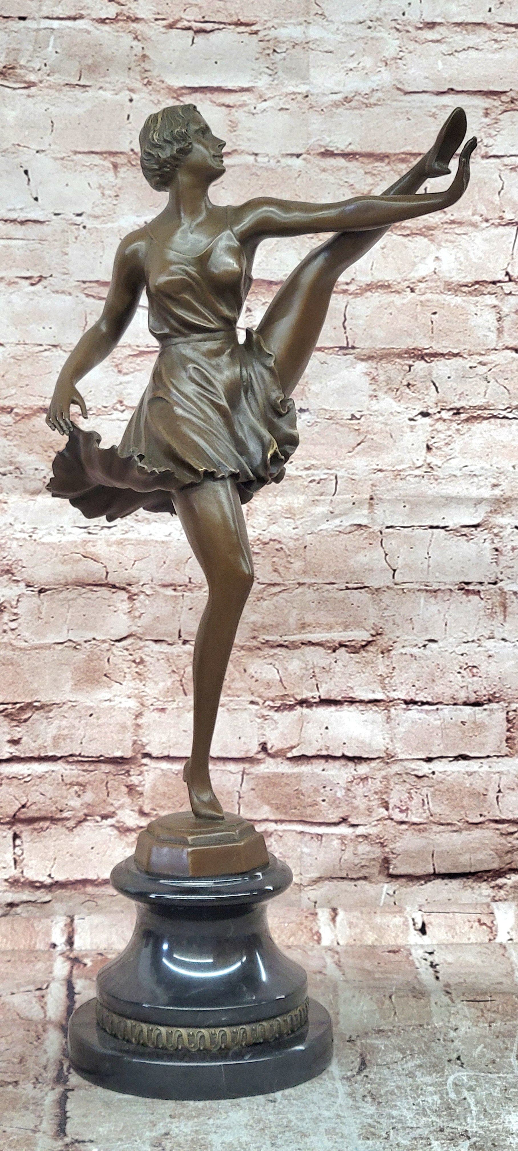 Art Deco Bronze Ballerina Statue Bruno Zach Female Dance Sculpture Art