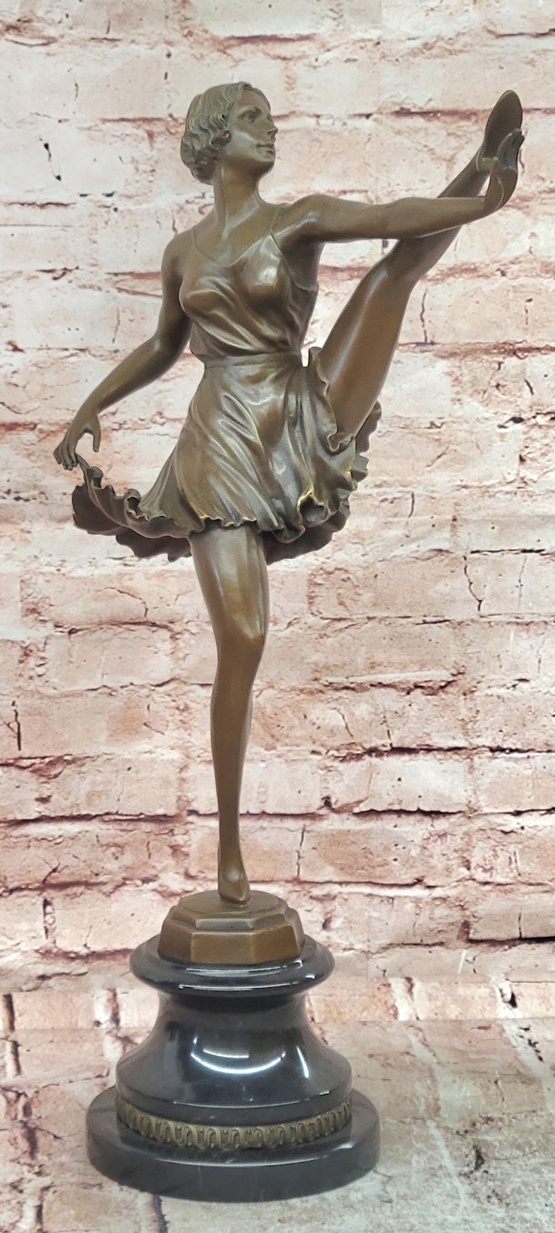 Art Deco Bronze Ballerina Statue Bruno Zach Female Dance Sculpture Art