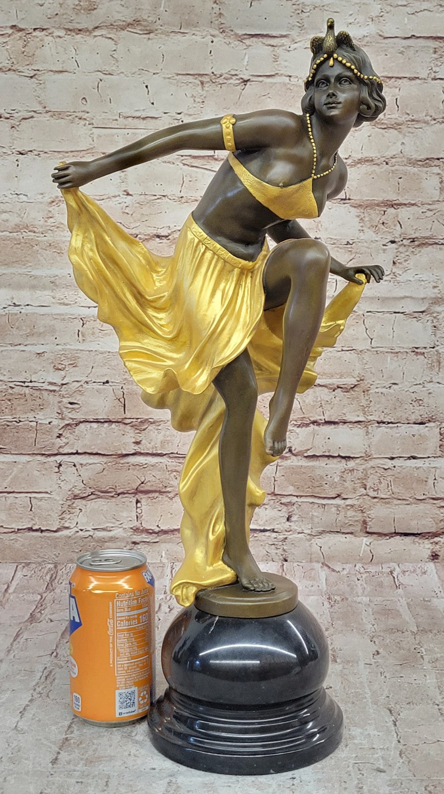 Art Nouveau Bronze & Marble Statue by Becqrrel Sculpture Hand Made Figurine Sale