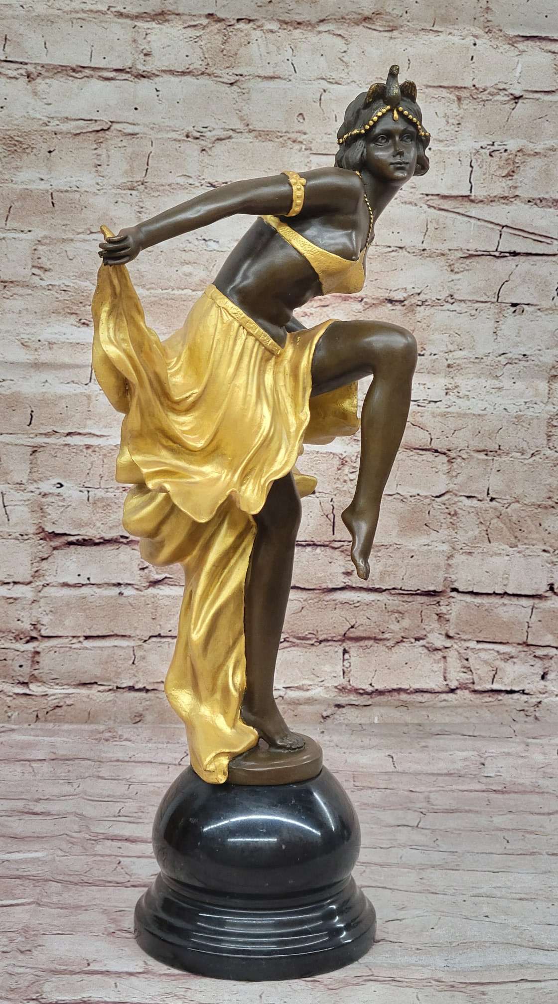 Art Nouveau Bronze & Marble Statue by Becqrrel Sculpture Hand Made Figurine Sale