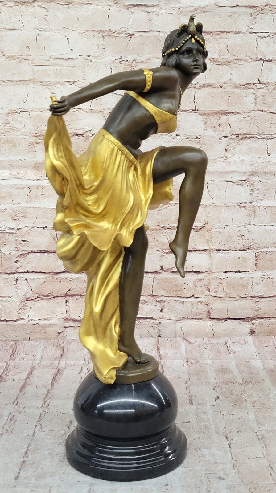 Art Nouveau Bronze & Marble Statue by Becqrrel Sculpture Hand Made Figurine Sale
