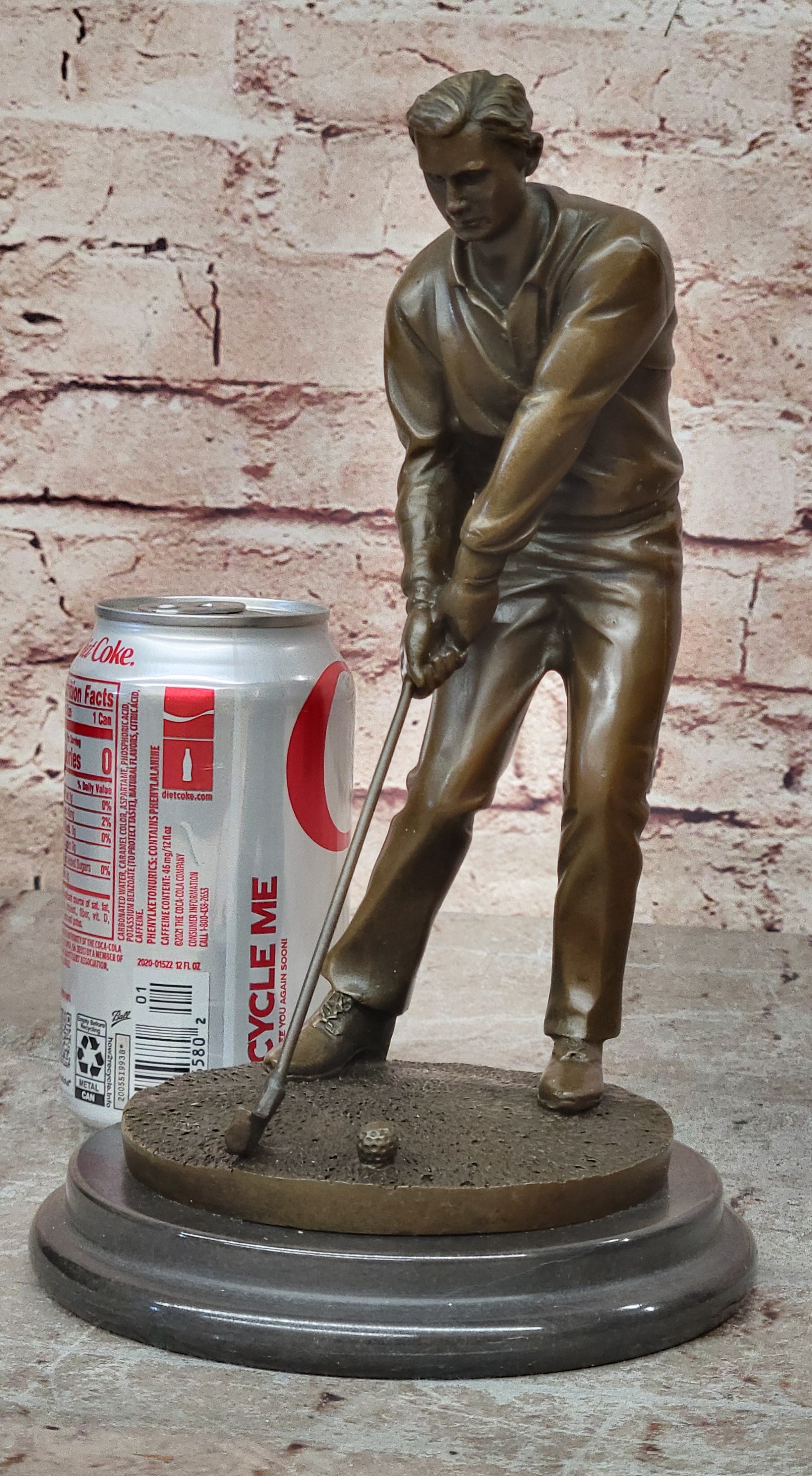 100% Solid Bronze Sculpture Statue Golfer Golf Male Golfing Trophy Deal Figurine