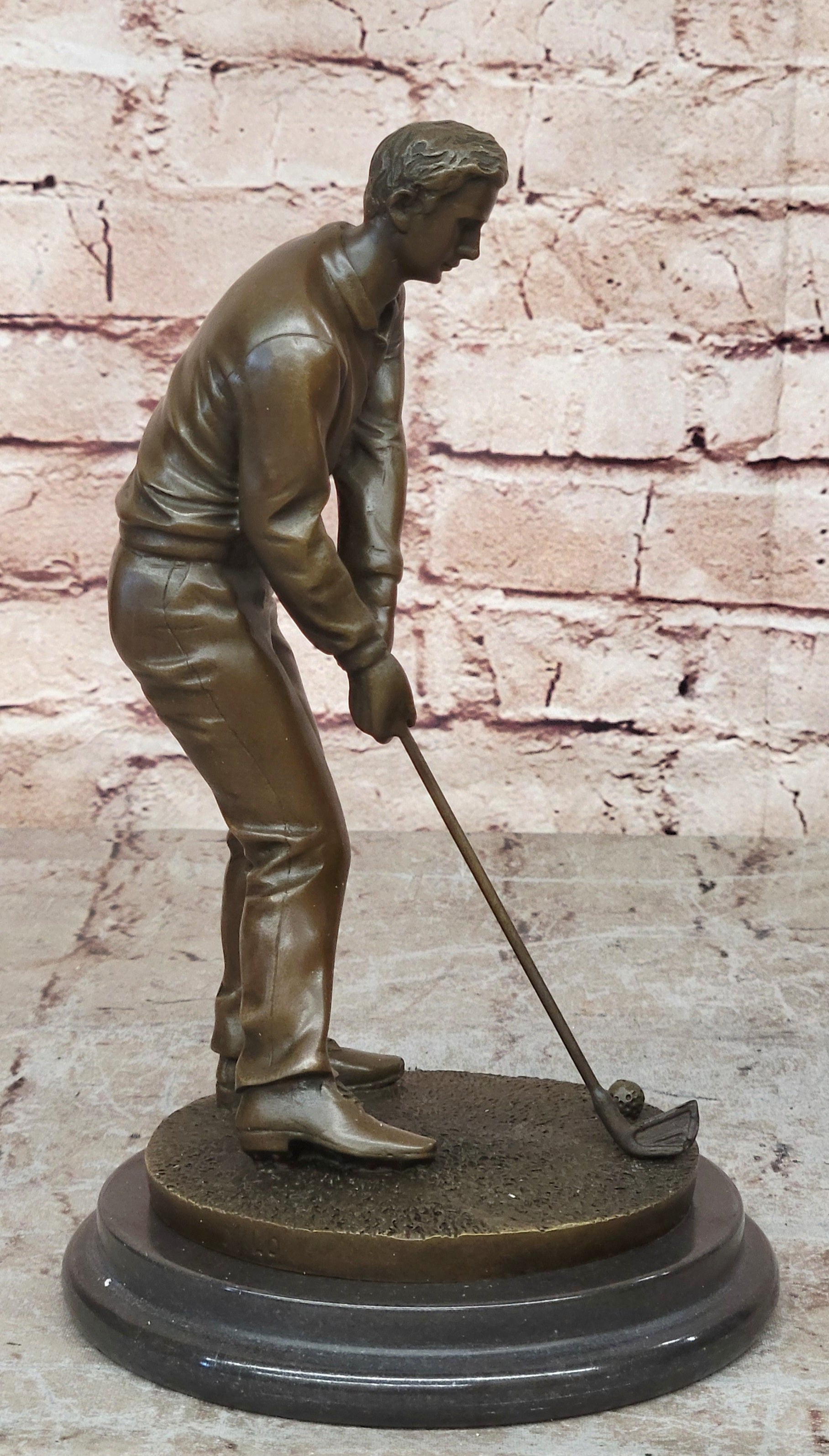 100% Solid Bronze Sculpture Statue Golfer Golf Male Golfing Trophy Deal Figurine