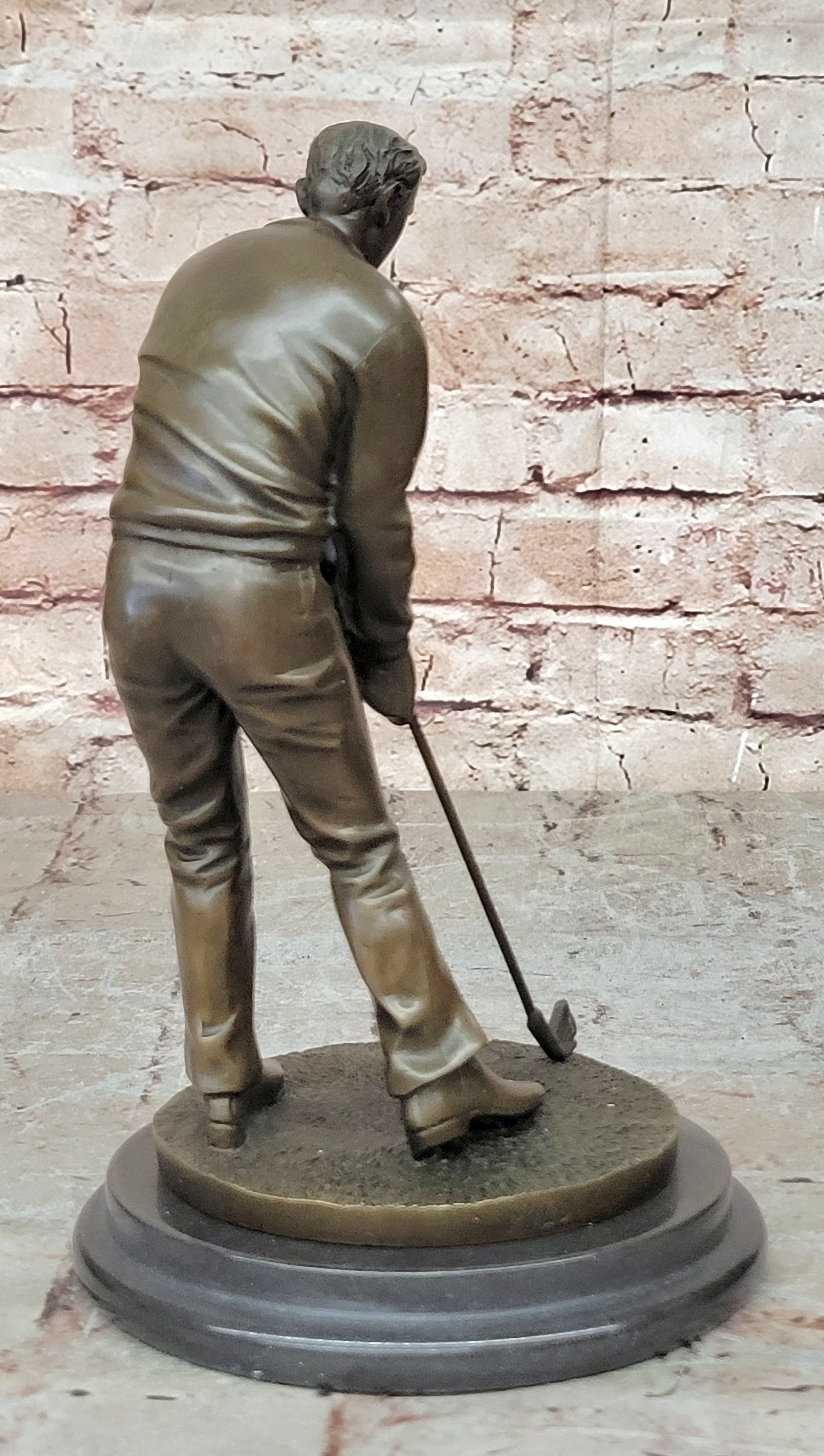 100% Solid Bronze Sculpture Statue Golfer Golf Male Golfing Trophy Deal Figurine