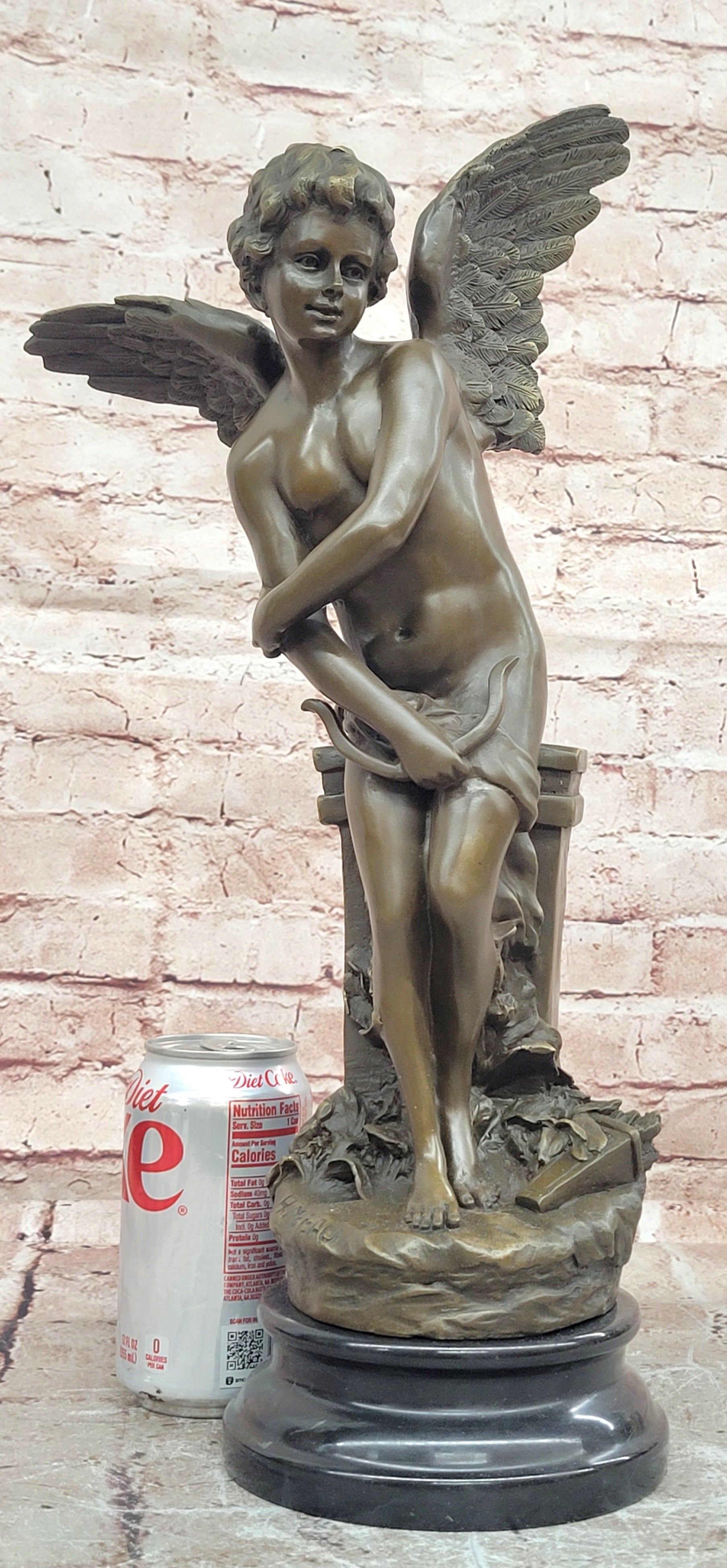 Moreau Cupid Bronze Statue Romantic Gesture Nude Male Angel Home Decor