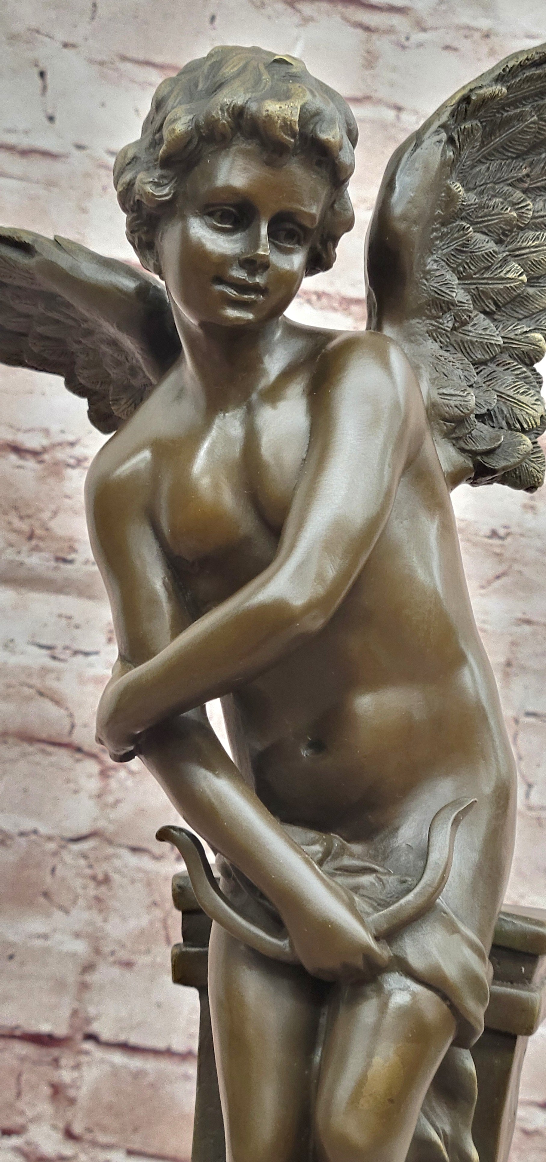 Moreau Cupid Bronze Statue Romantic Gesture Nude Male Angel Home Decor