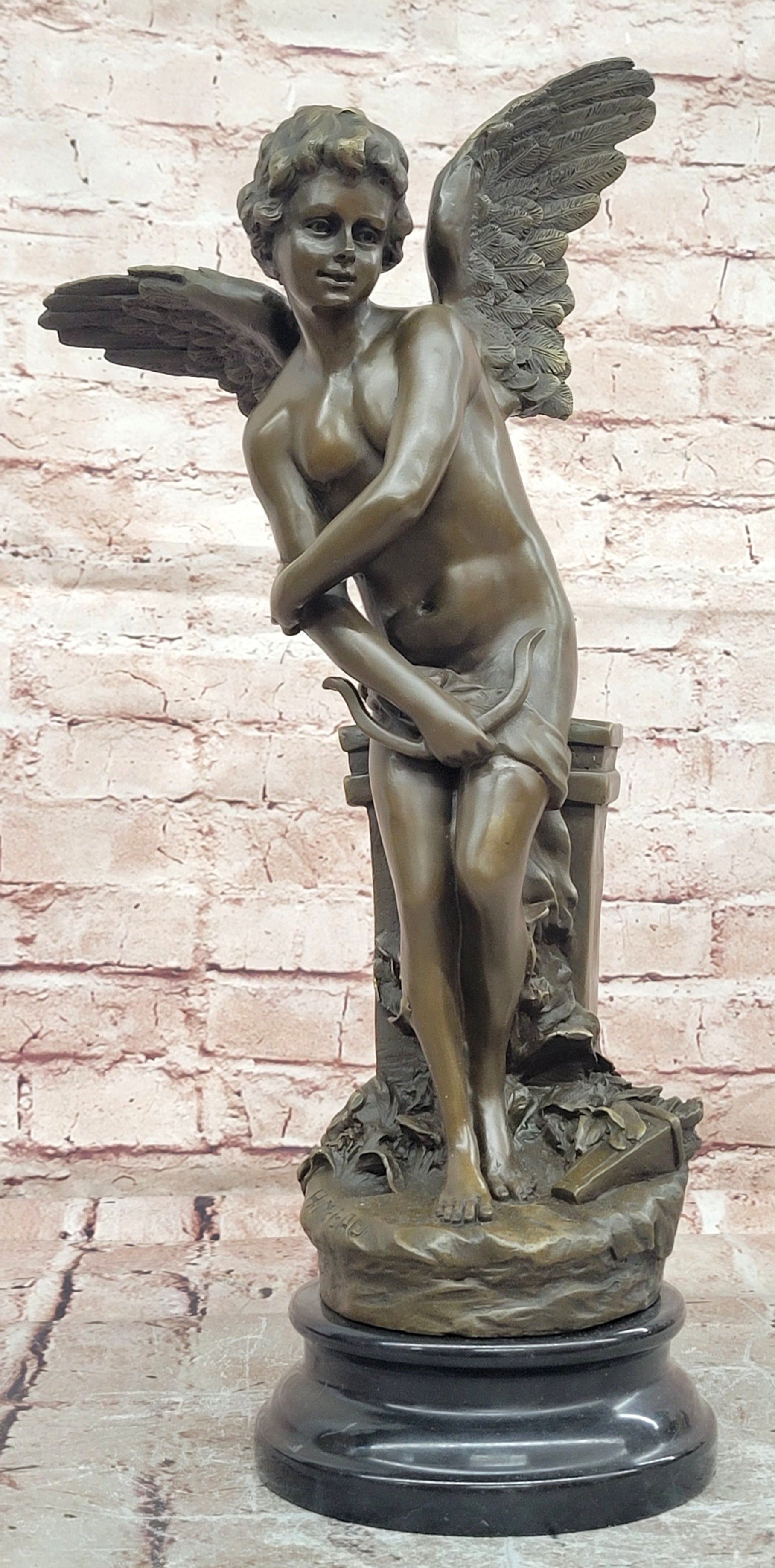 Moreau Cupid Bronze Statue Romantic Gesture Nude Male Angel Home Decor