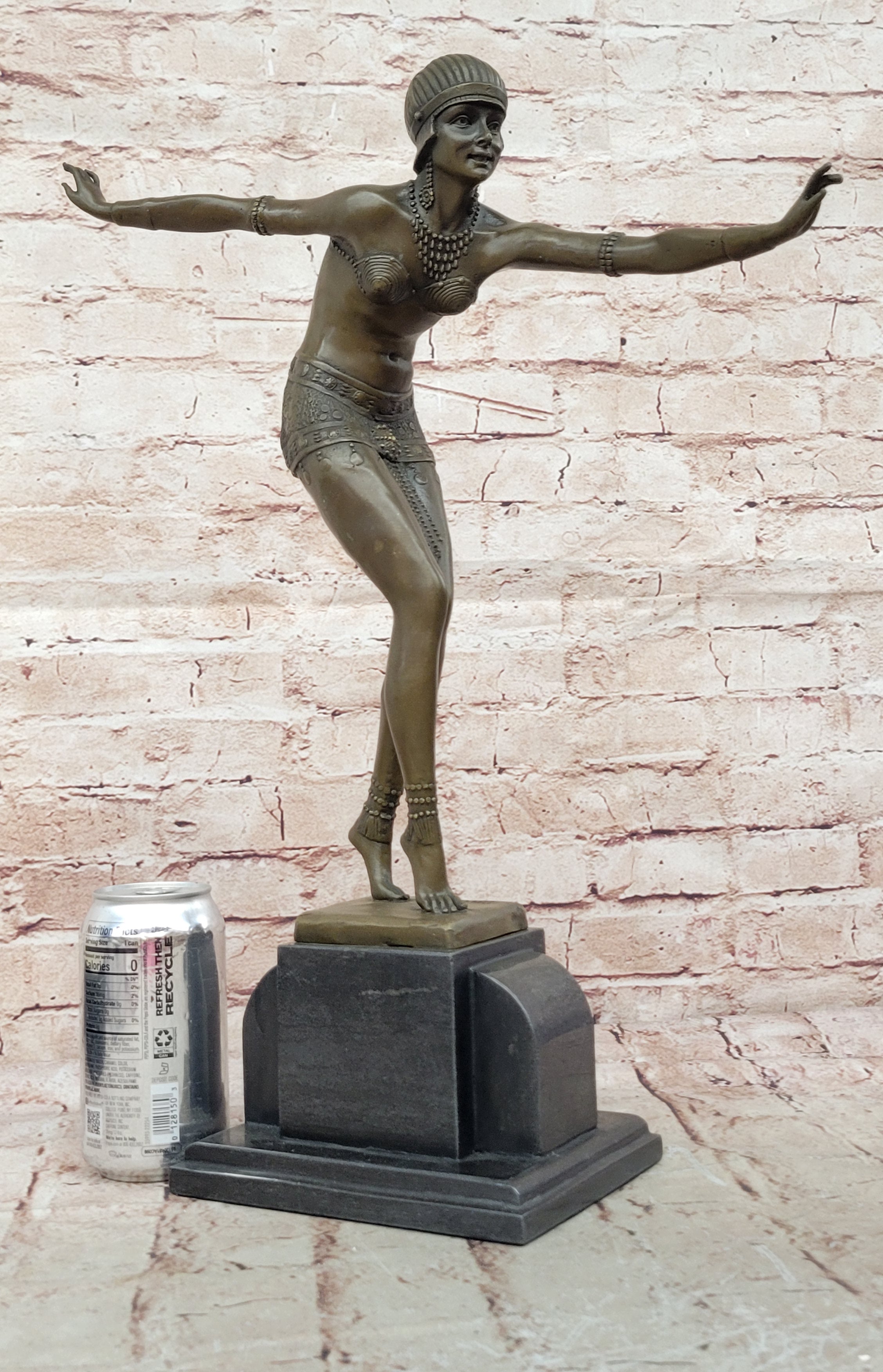 Signed Chiparus Elegant Dancer in Real Bronze Art Deco Bronze Sculpture Hot Cast