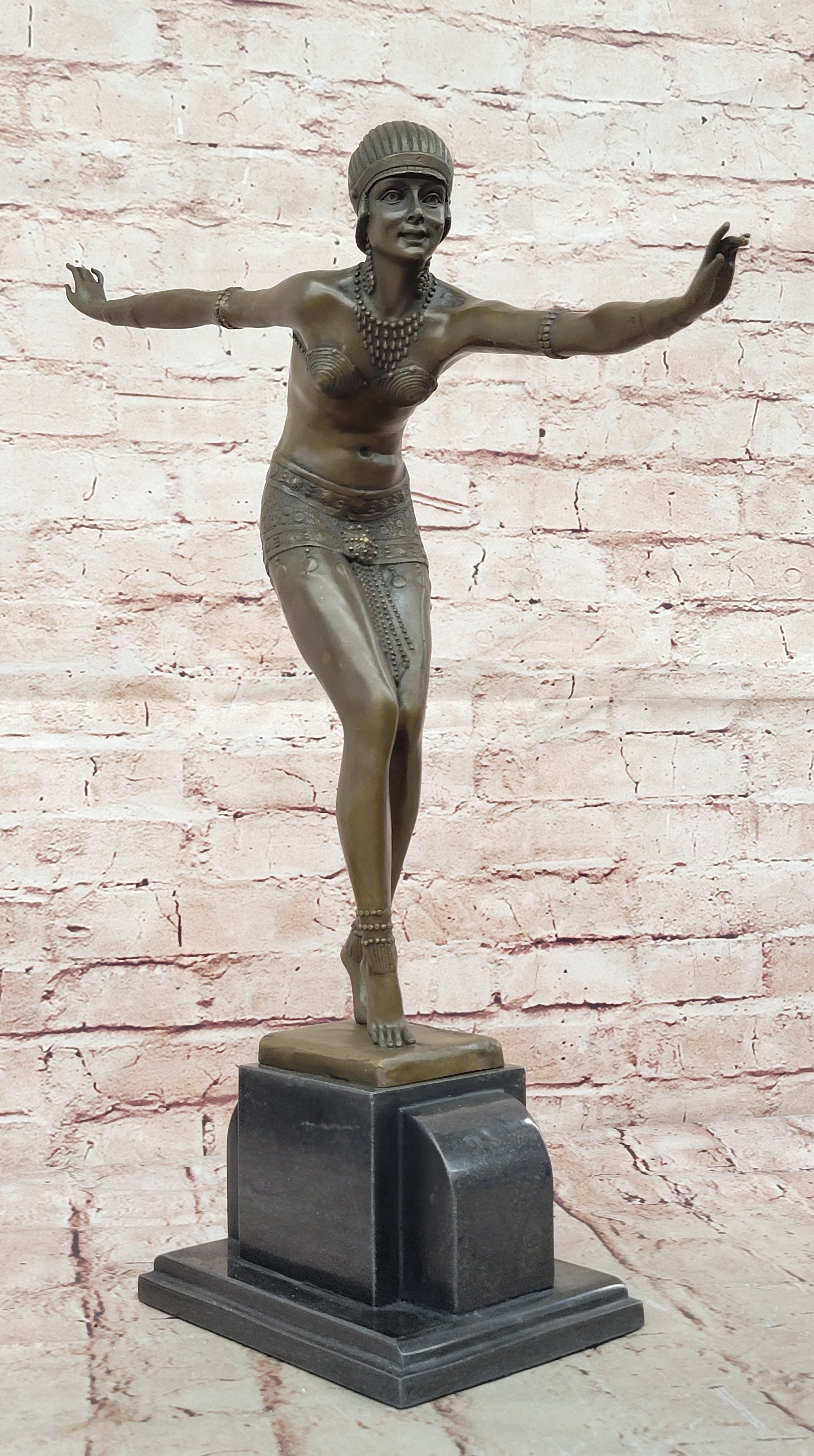 Signed Chiparus Elegant Dancer in Real Bronze Art Deco Bronze Sculpture Hot Cast