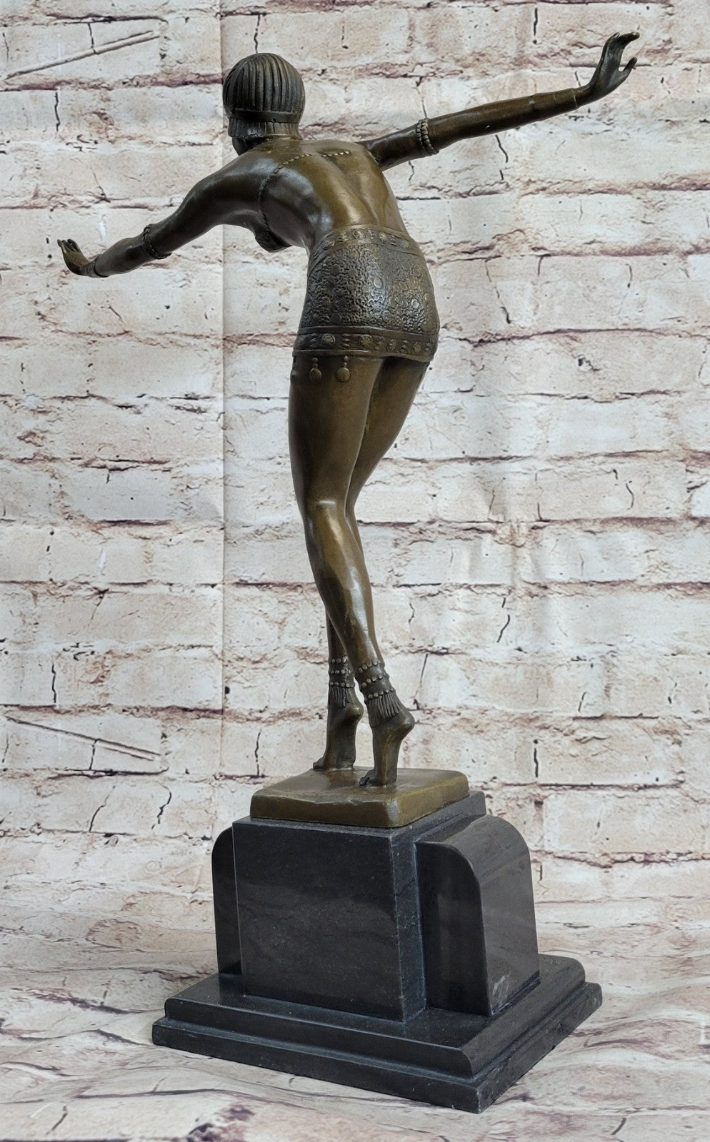 Signed Chiparus Elegant Dancer in Real Bronze Art Deco Bronze Sculpture Hot Cast