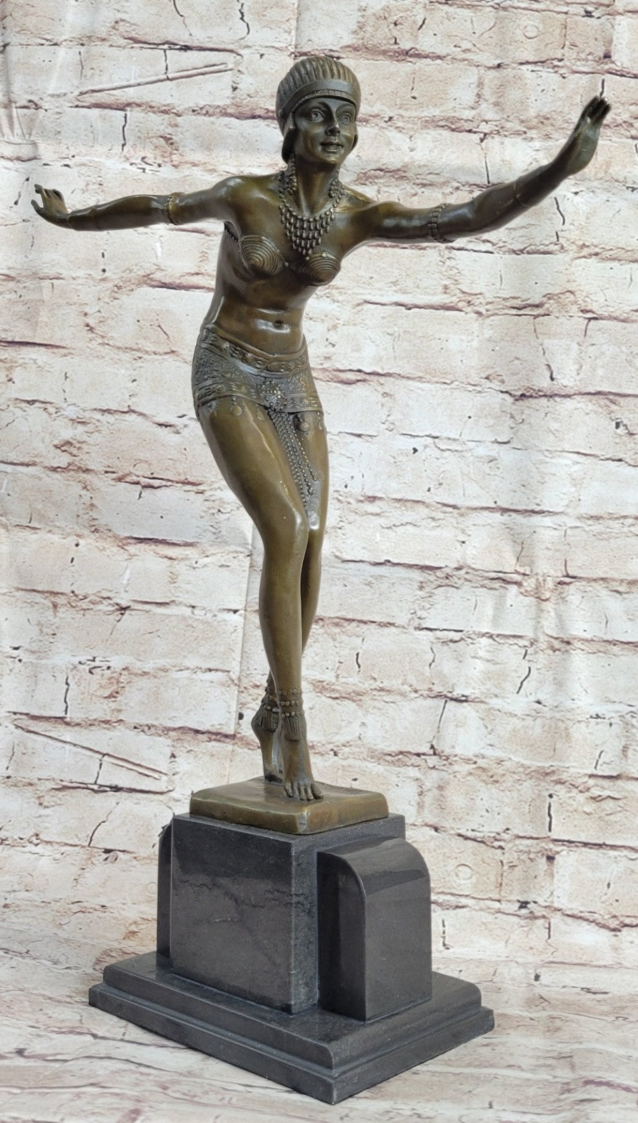 Signed Chiparus Elegant Dancer in Real Bronze Art Deco Bronze Sculpture Hot Cast