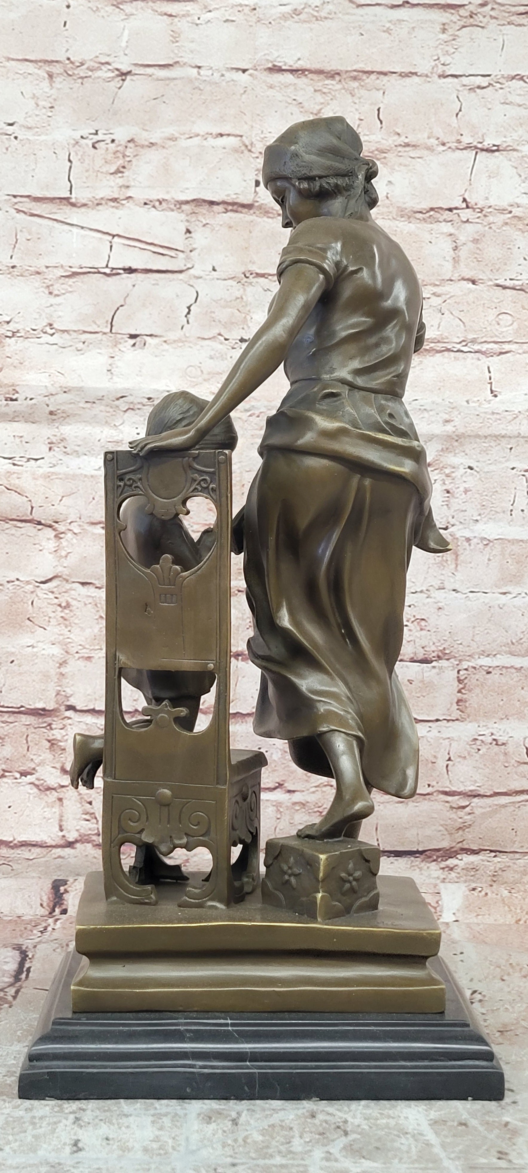 Signed Bronze Mother Daughter Devotion Statue Milo Spiritual Family Sculpture