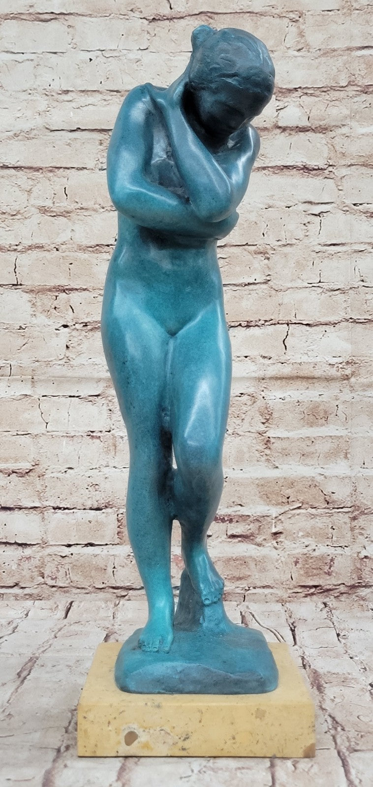 Rodin Eve Bronze Sculpture: Handcrafted Semi Nude Female Figurine