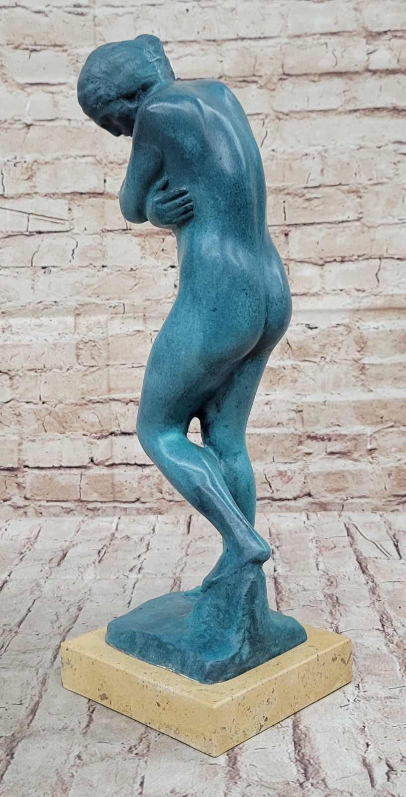 Rodin Eve Bronze Sculpture: Handcrafted Semi Nude Female Figurine