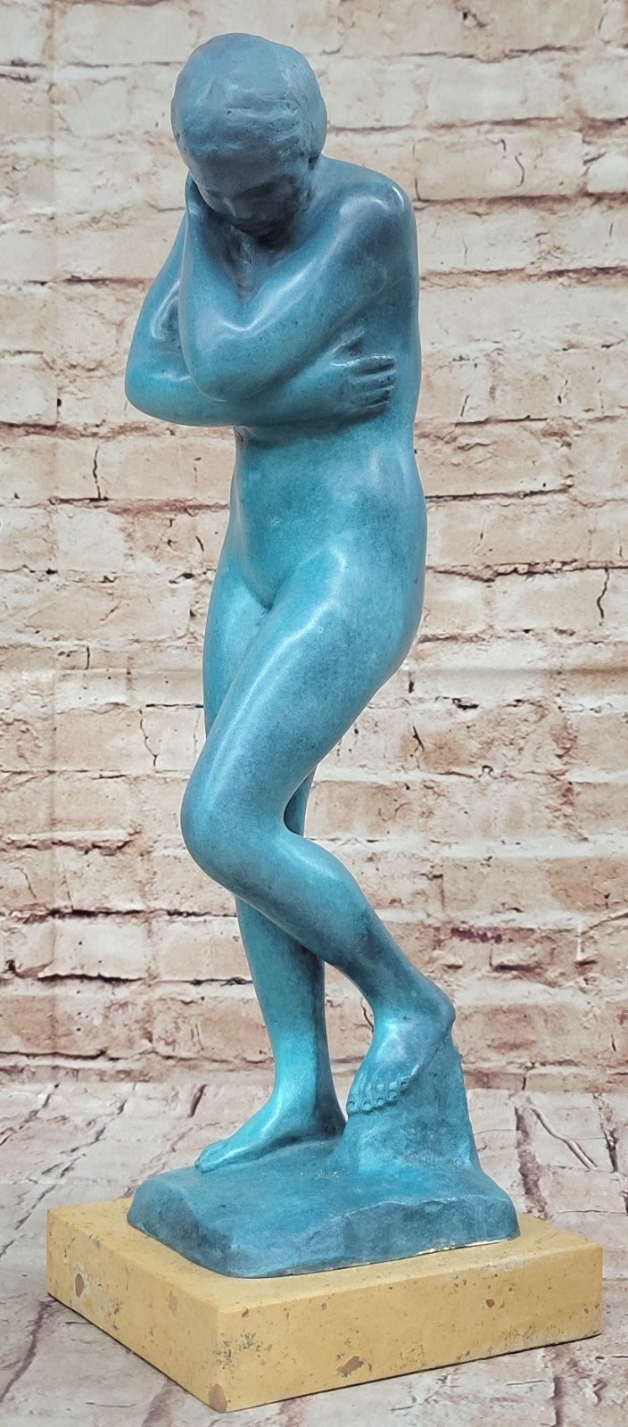 Rodin Eve Bronze Sculpture: Handcrafted Semi Nude Female Figurine