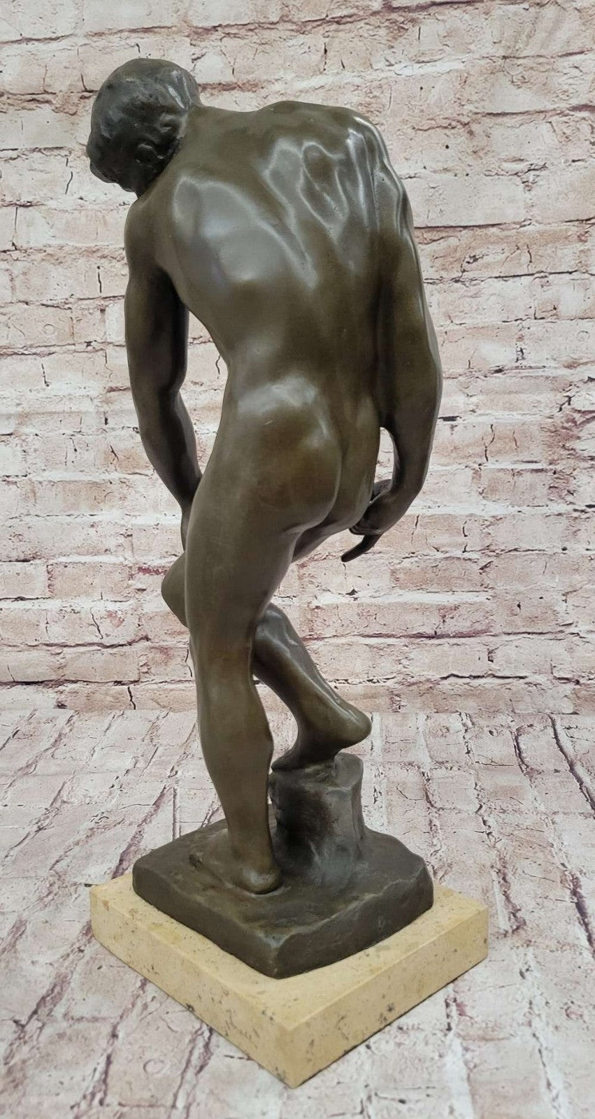 Nude Male Adam Bronze Statue by Rodin: French Artist Collectible Artwork