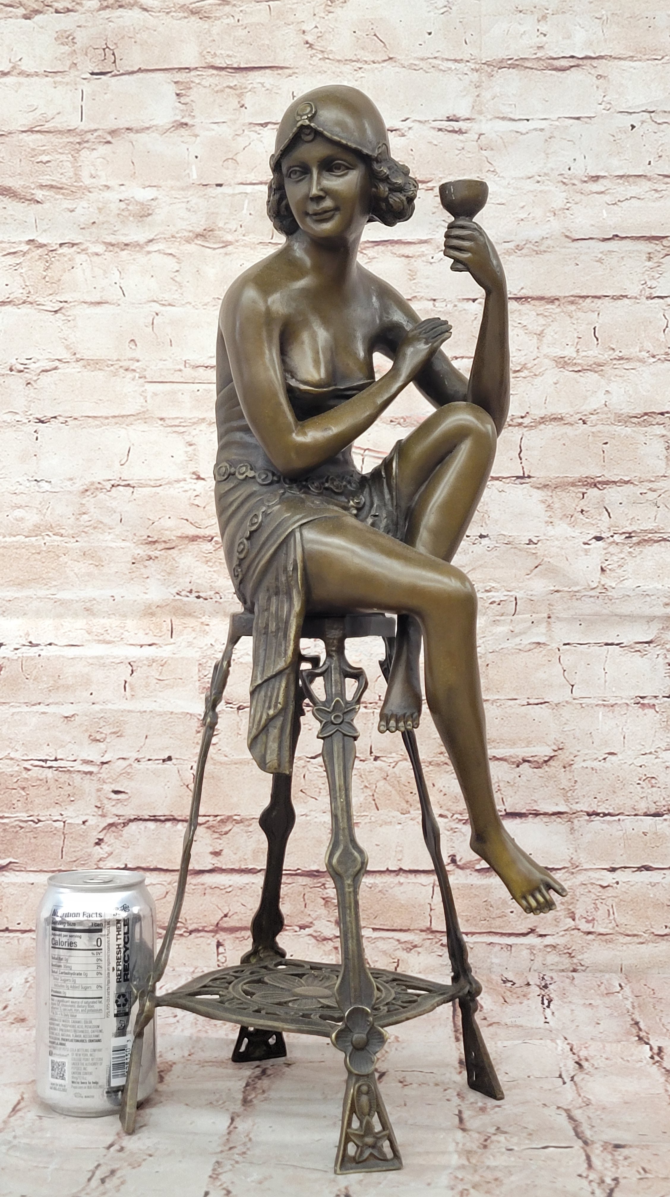 Hand Made Young Girl Sitting A chair Bronze Sculpture By MIR Statue Figurine