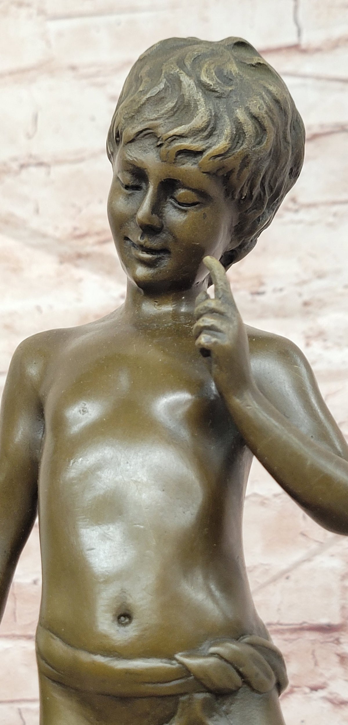 Lost Wax  Handcrafted Artwork: Pan Boy with Bird, Genuine Bronze Statue for Home Decor