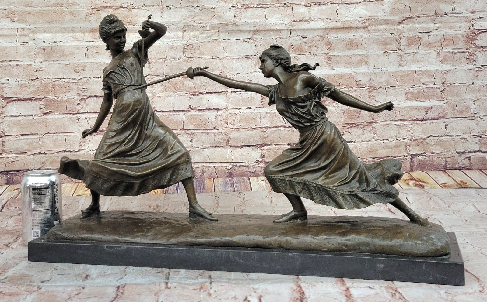 Handcrafted Bronze Fencing Lady Sculpture by Drouot - Museum Quality Sport Artwork