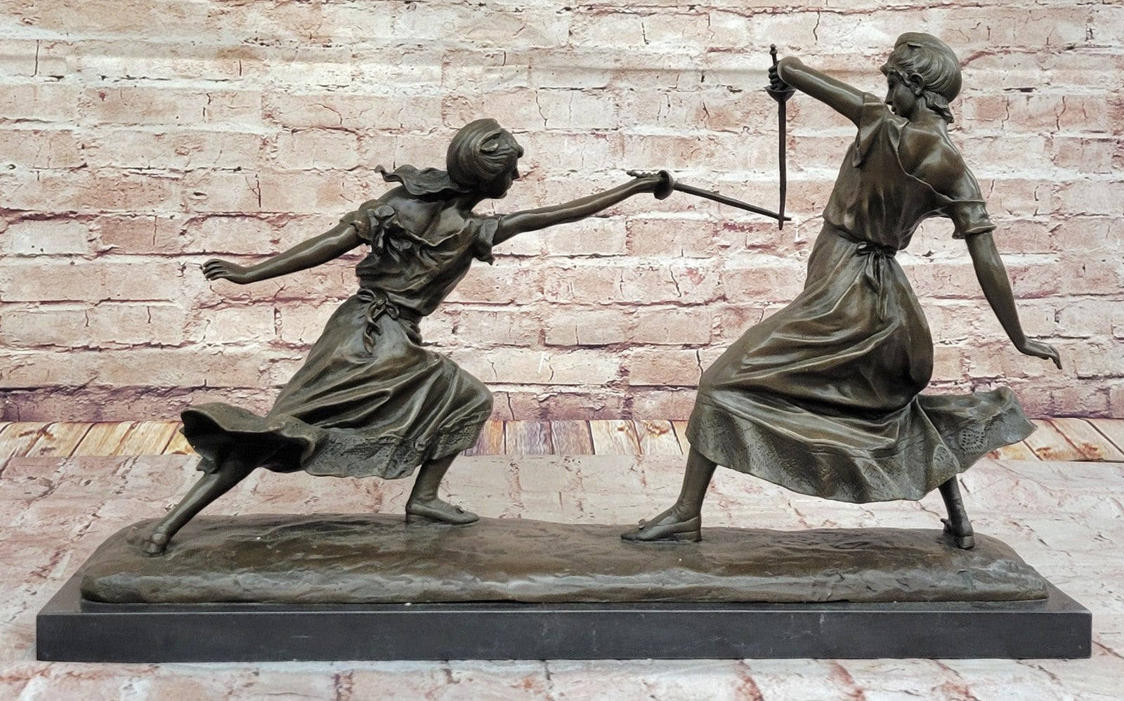 Handcrafted Bronze Fencing Lady Sculpture by Drouot - Museum Quality Sport Artwork
