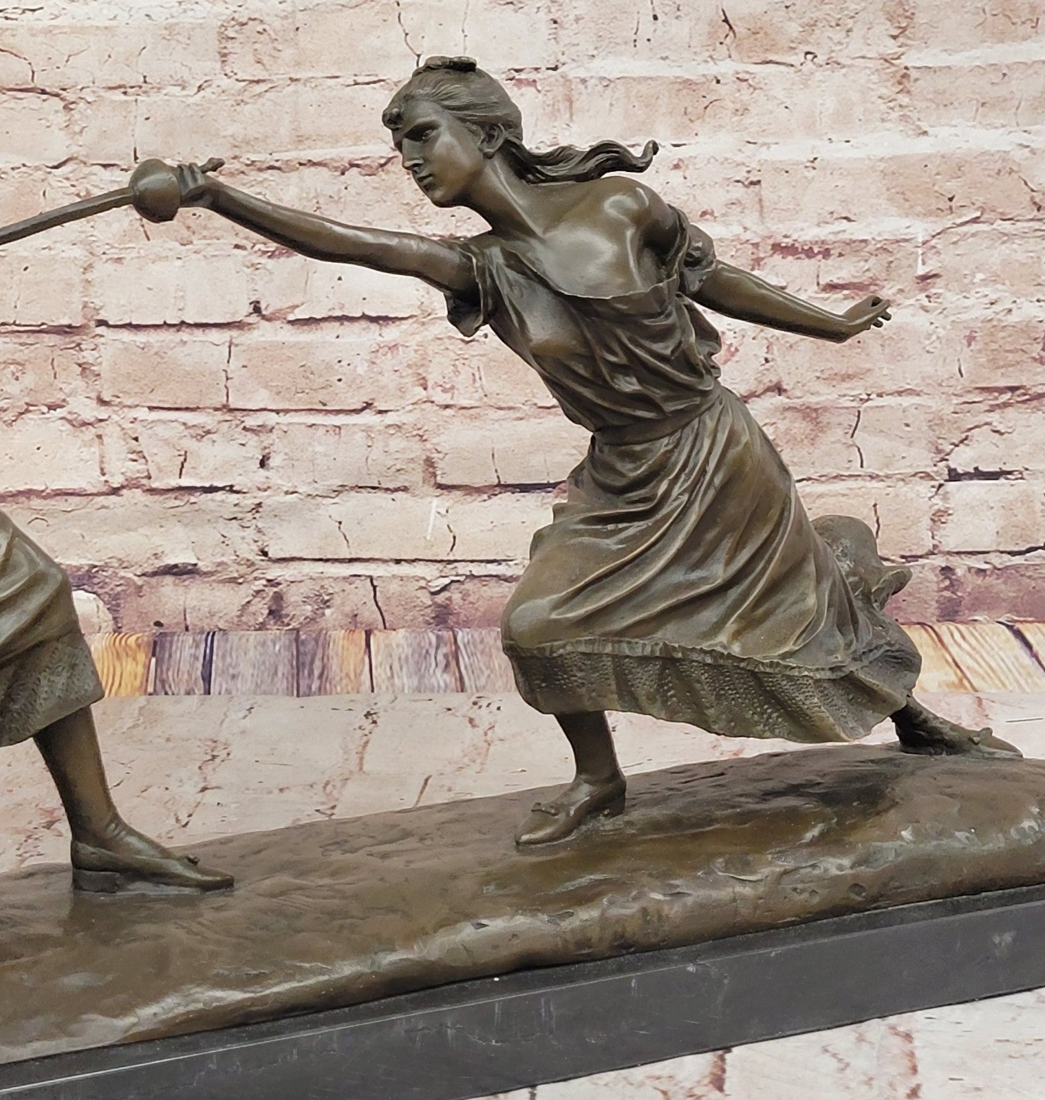 Handcrafted Bronze Fencing Lady Sculpture by Drouot - Museum Quality Sport Artwork