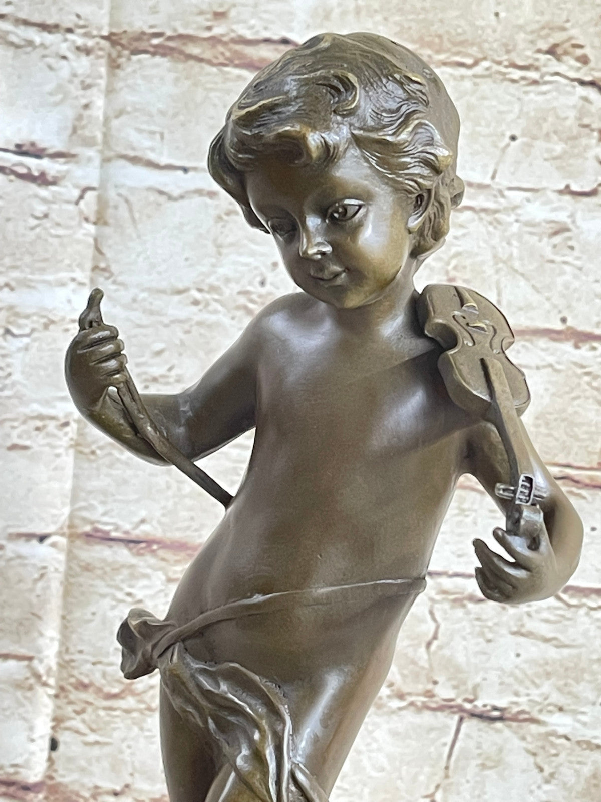 Signed Moreau Violin Player Art Deco Statue Figurine Bronze Sculpture Figure
