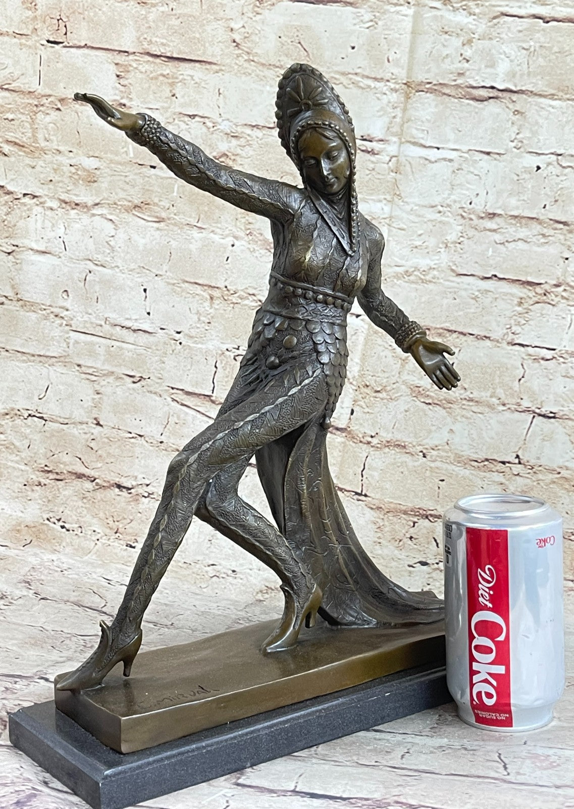 Cleopatra Egyptian Exotic Dancer Bronze Sculpture Statue Art Signed Mirval Figure