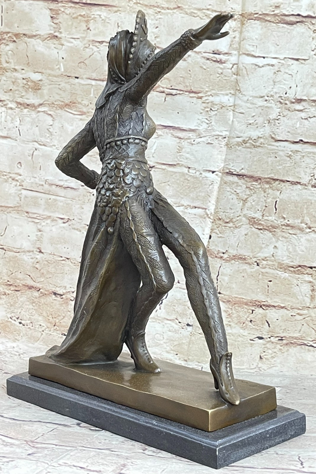 Cleopatra Egyptian Exotic Dancer Bronze Sculpture Statue Art Signed Mirval Figure