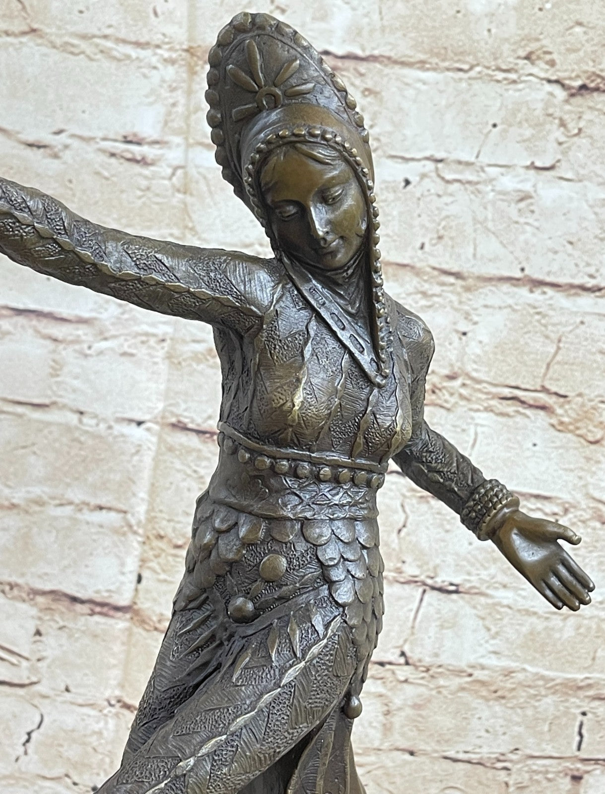 Cleopatra Egyptian Exotic Dancer Bronze Sculpture Statue Art Signed Mirval Figure