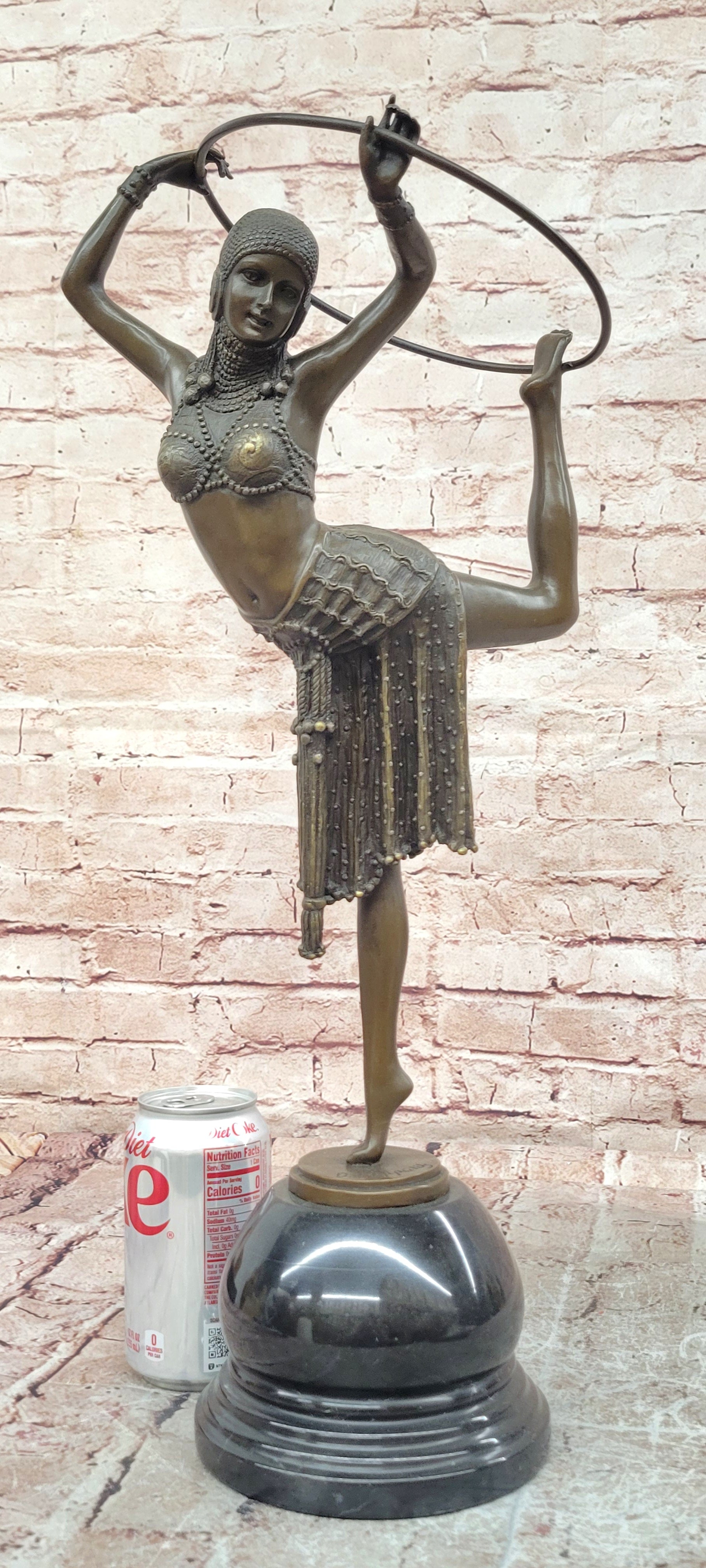 Vintage French Art Deco Bronze & Marble Sculpture of Dancer Chiparus Figurine