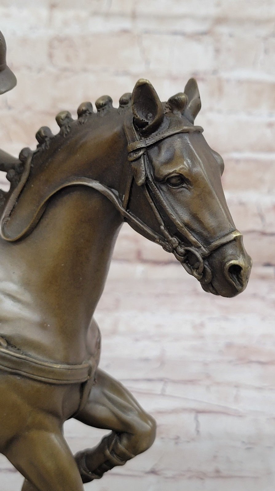 BRONZE POLO PLAYER HORSE & JOCKEY BRONZE SCULPTURE, SIGNED MILO HOT CAST FIGURE