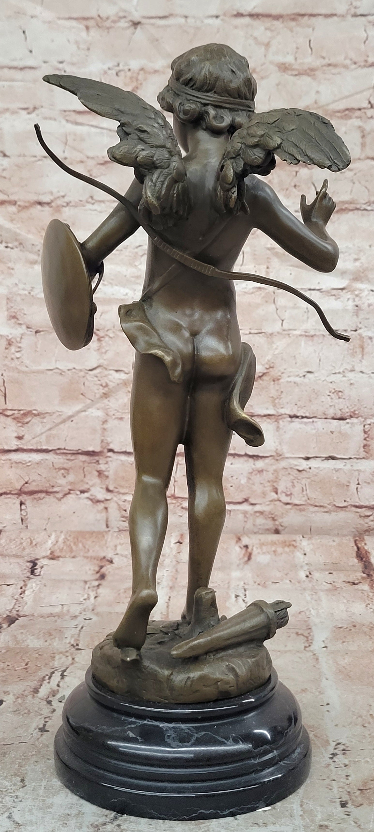 Beautiful Winged Cherub Cupid Bronze Bust Auguste Moreau Mid Century Sculpture
