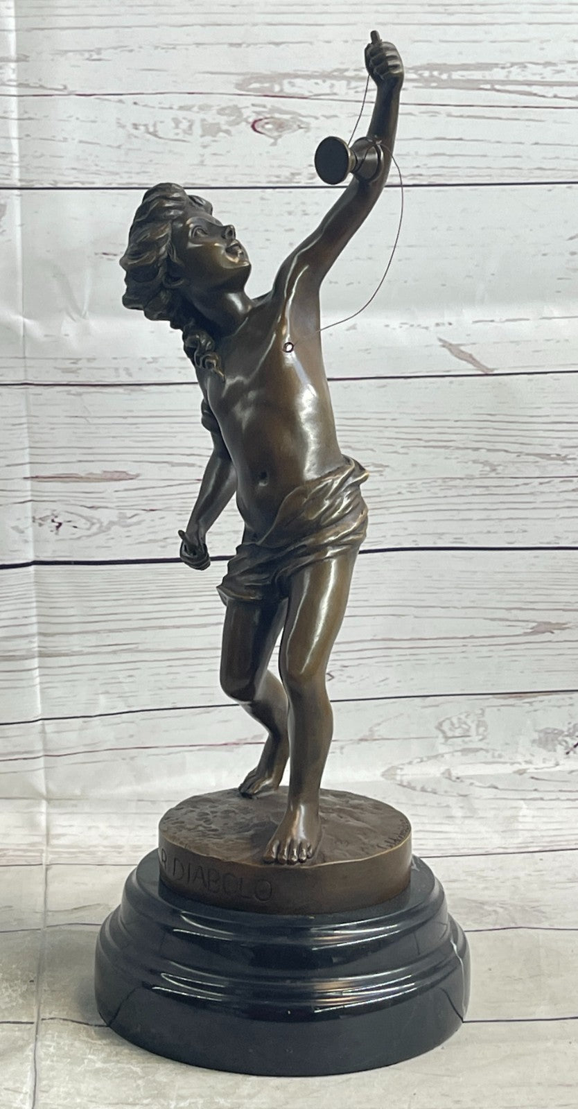 Classic Bronze Boy Playing with Yoyo Goldscheider France