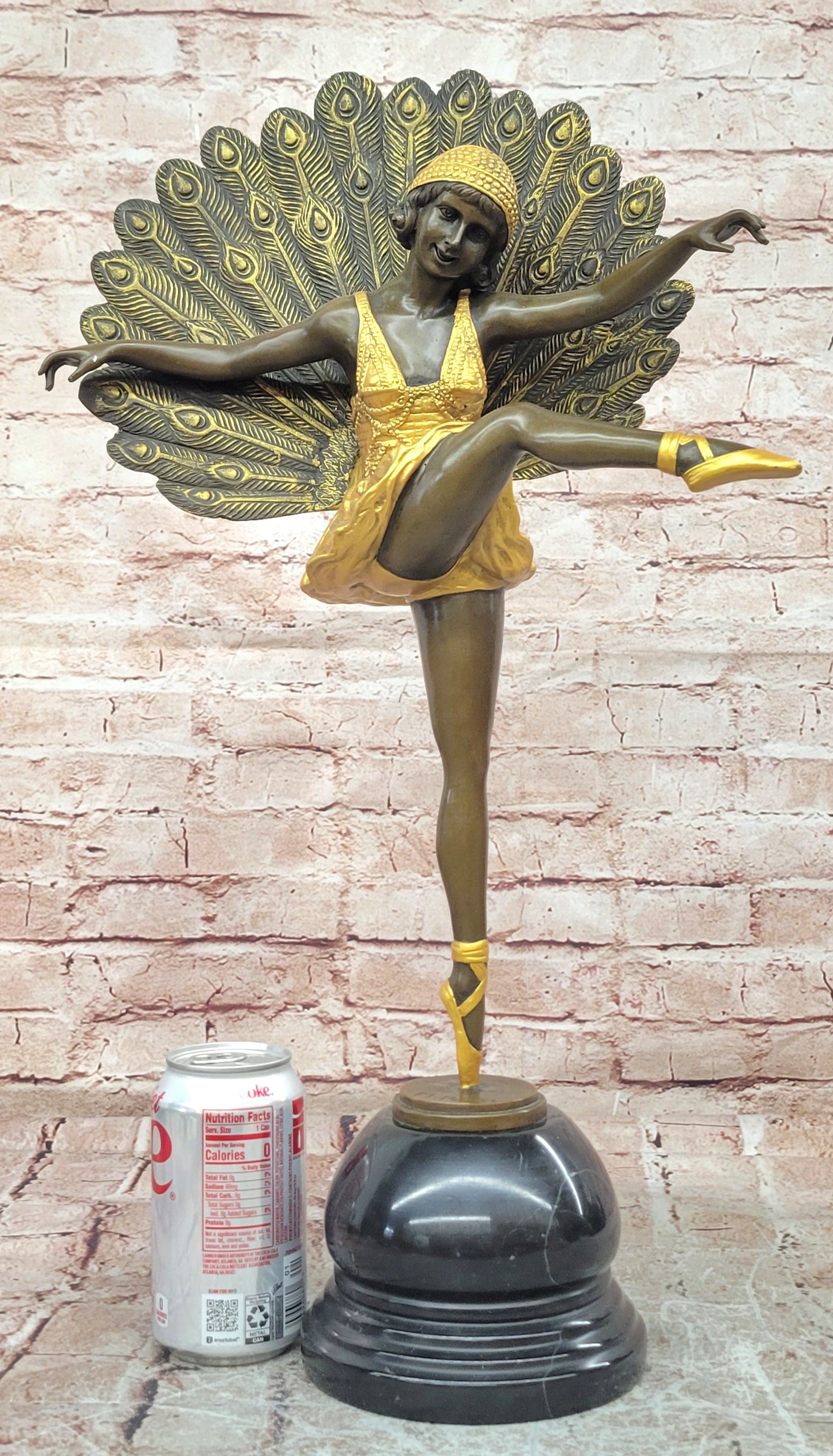 Art Deco Bronze Peacock Dancer Statue M Pellier Phoenician Inspired Sculpture
