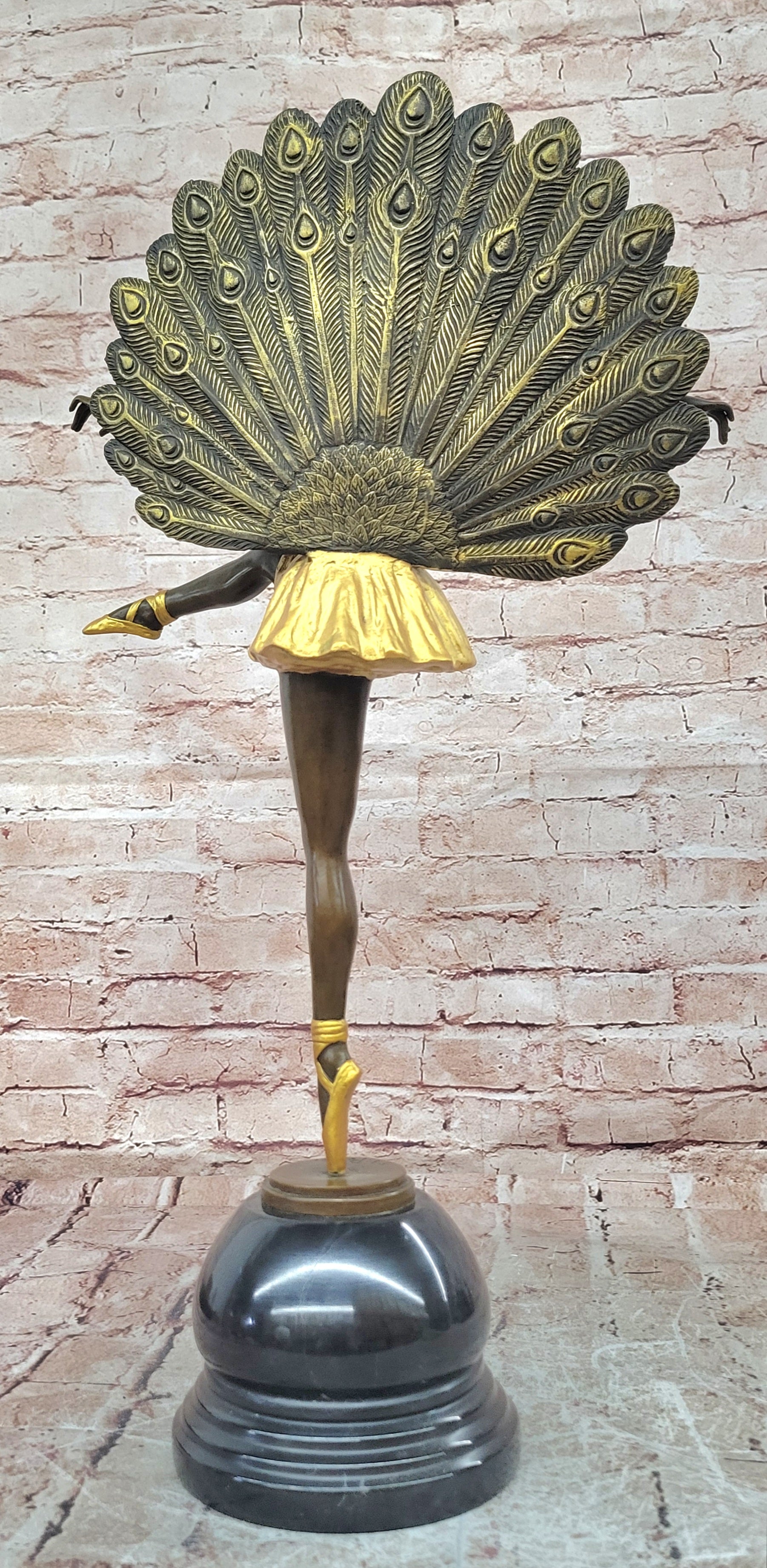 Art Deco Bronze Peacock Dancer Statue M Pellier Phoenician Inspired Sculpture