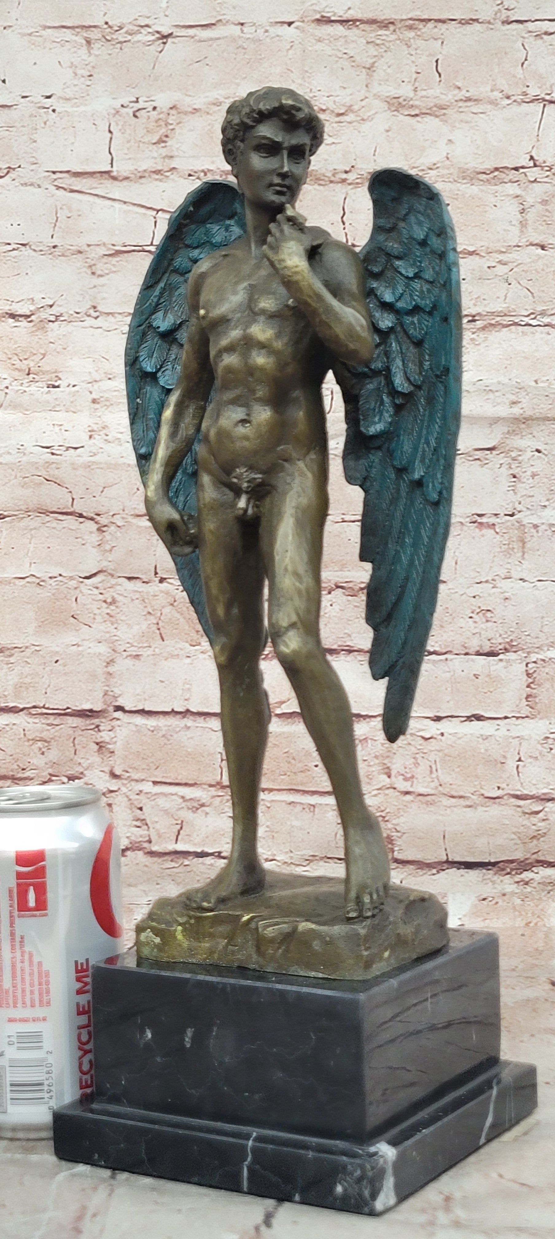 Classical Bronze Statue Michaelangelo`s David Nude Sculpture Figure Figurine