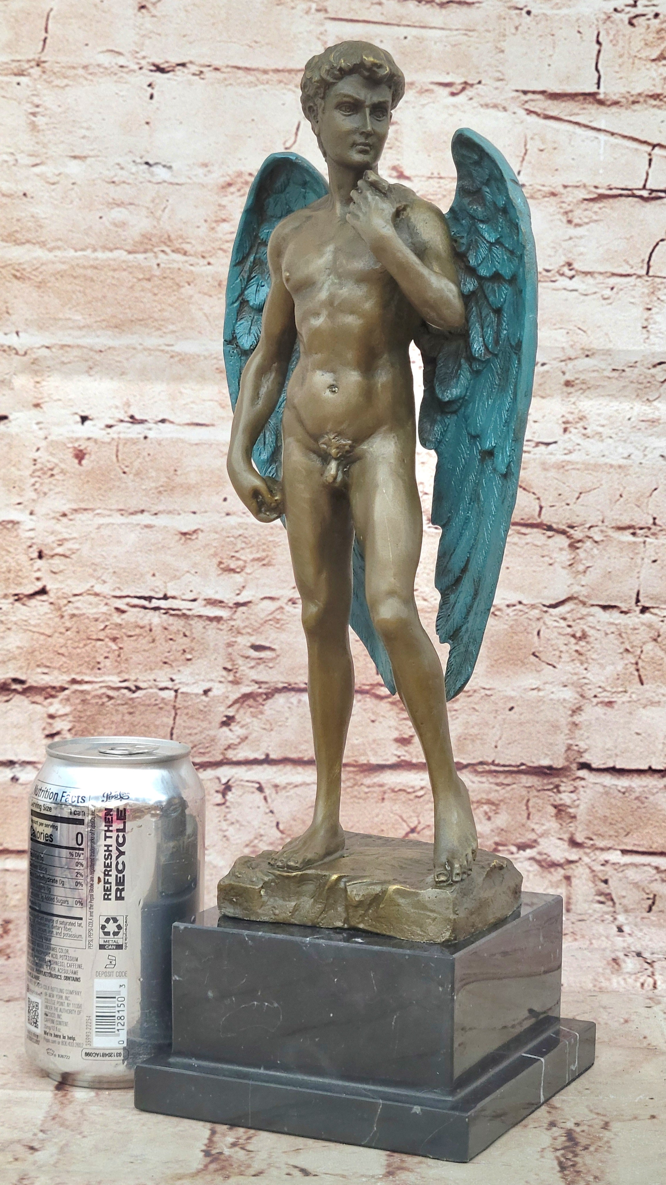 Classical Bronze Statue Michaelangelo`s David Nude Sculpture Figure Figurine